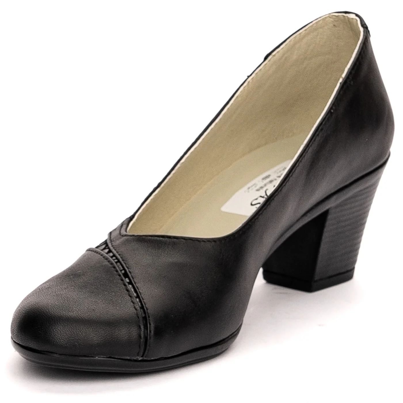 Pantofi dama din piele naturala neagra cu toc 6 cm 13506 - Image 3