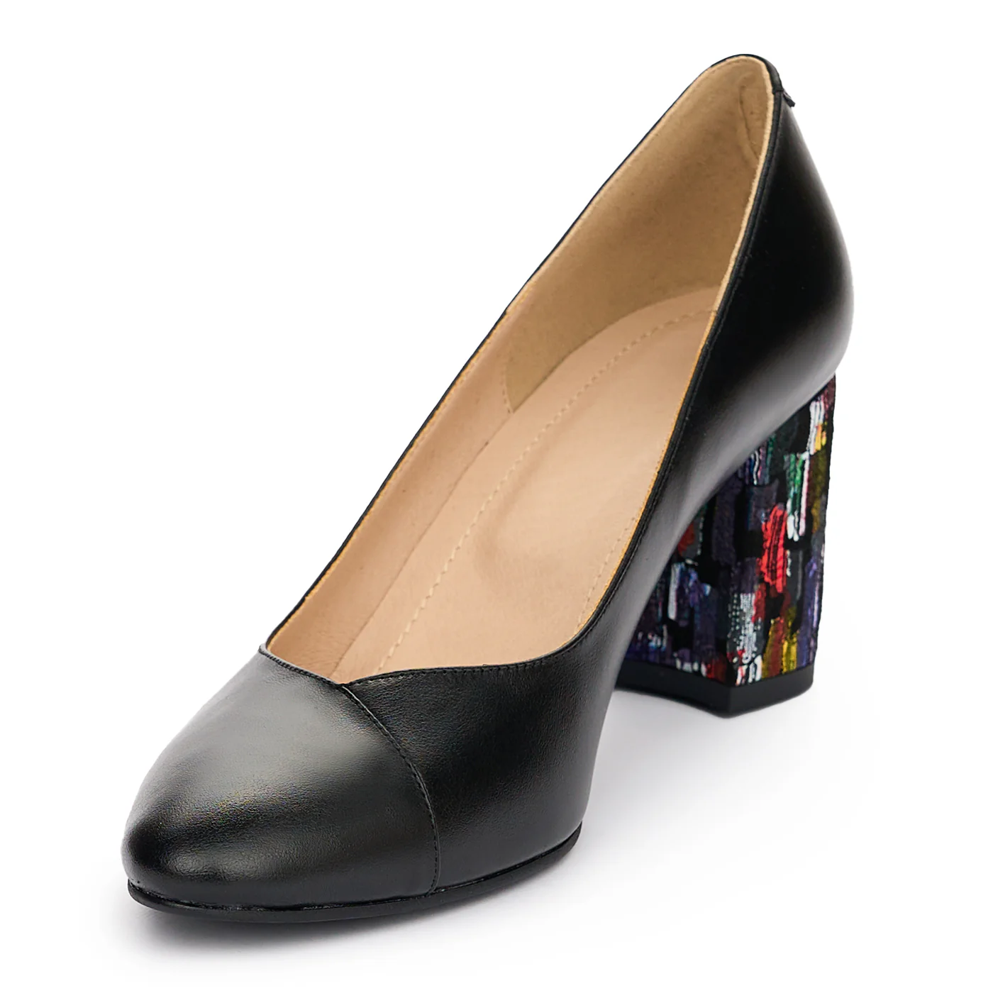 Pantofi dama din piele naturala neagra cu toc 8cm 13091 - Image 3