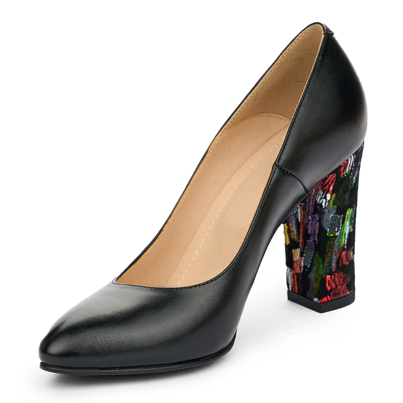 Pantofi dama din piele naturala neagra cu toc 9.5cm 12986 - Image 3