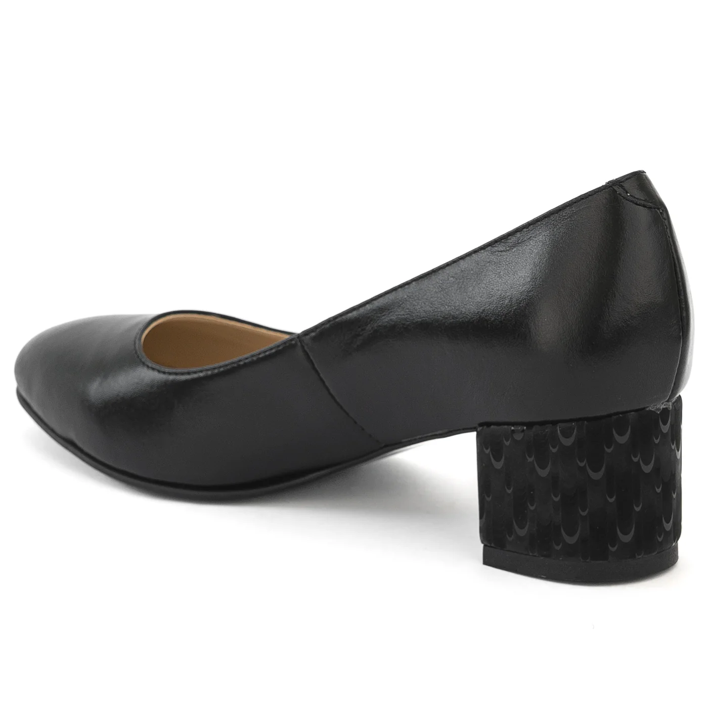 Pantofi dama din piele naturala neagra cu toc gros 13970 - Image 2