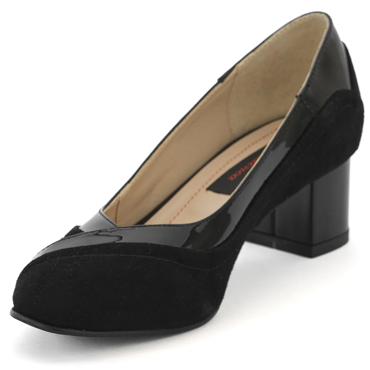 Pantofi dama din piele naturala neagra cu toc gros 13971 - Image 3