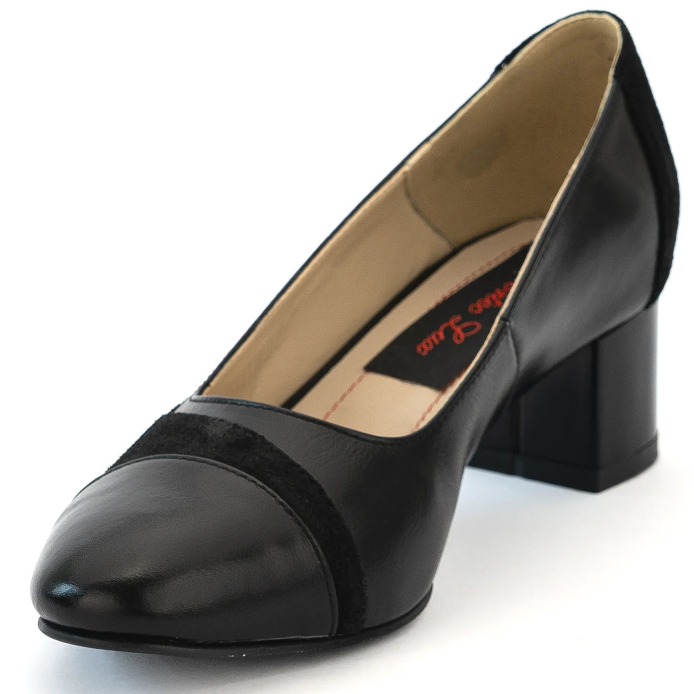 Pantofi dama din piele naturala neagra cu toc gros 13980 - Image 3