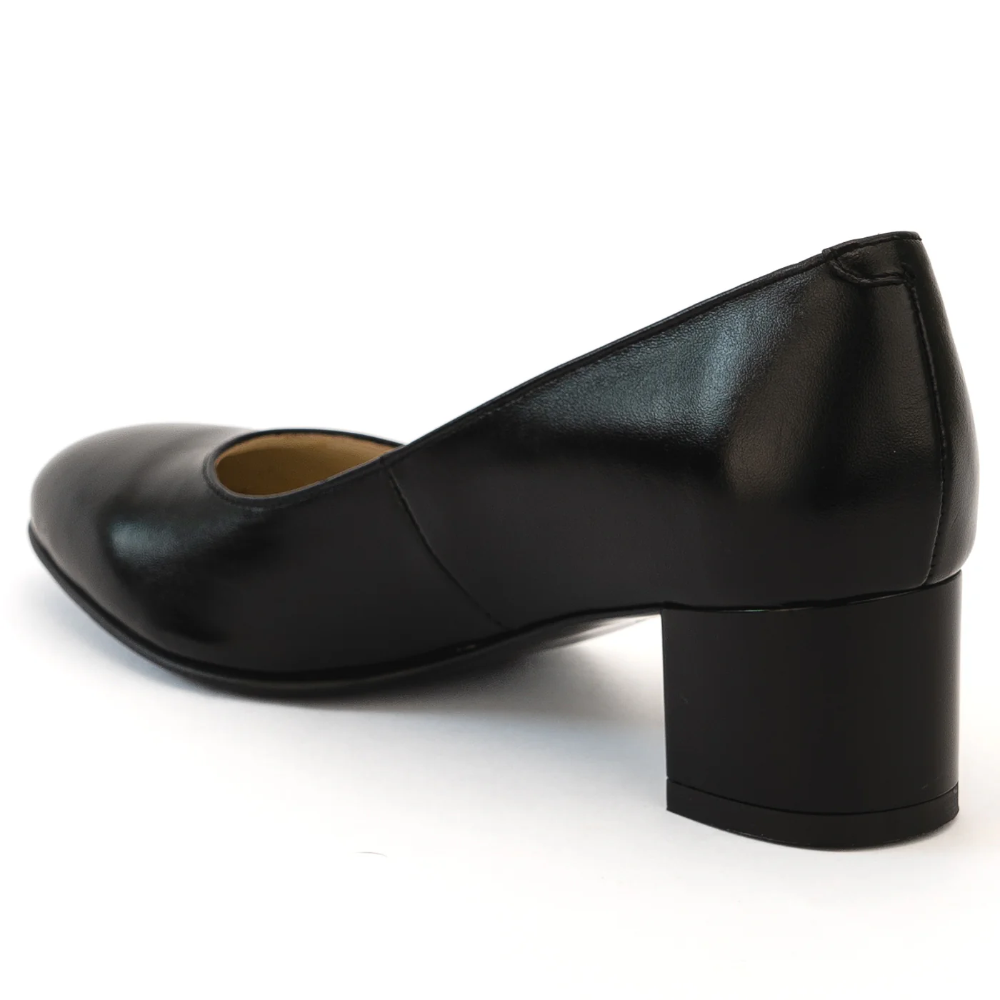Pantofi dama din piele naturala neagra cu toc gros 13981 - Image 2