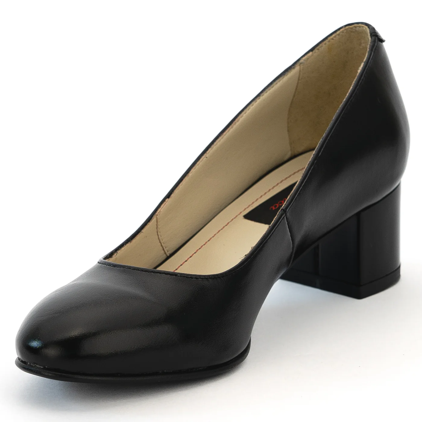 Pantofi dama din piele naturala neagra cu toc gros 13981 - Image 3