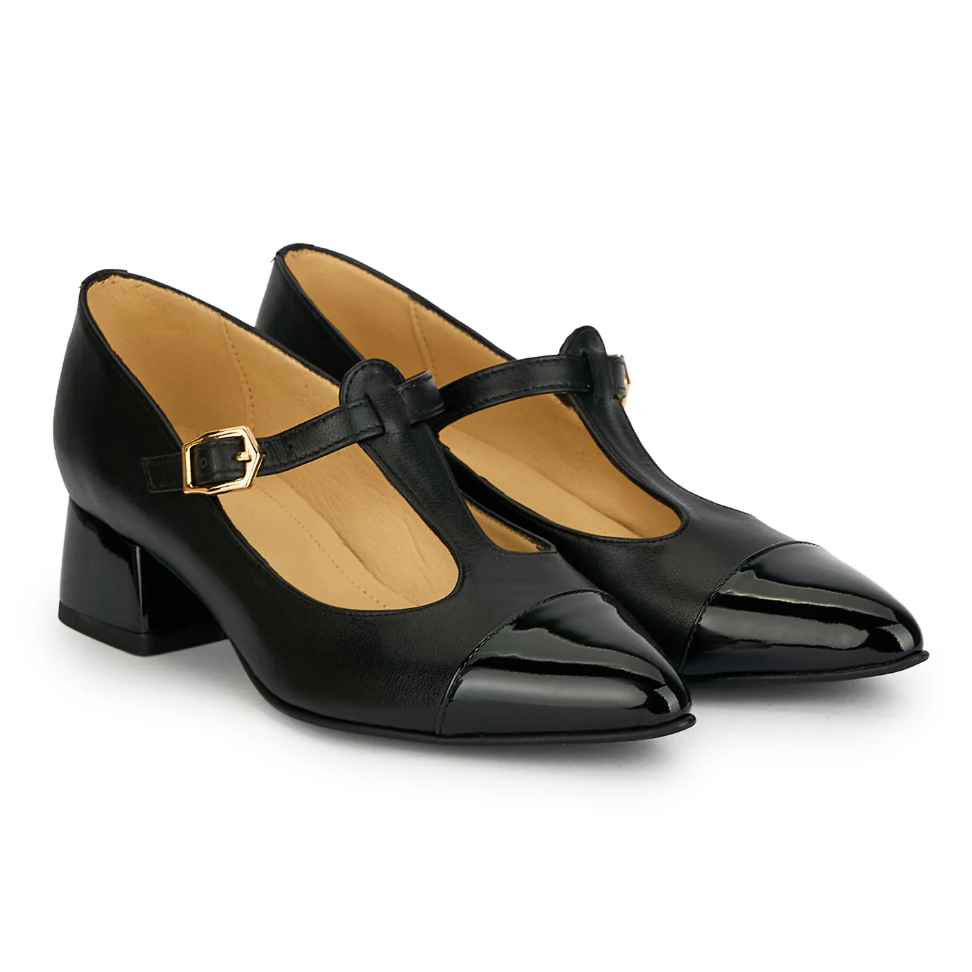 Pantofi dama din piele naturala neagra cu toc gros 3.5 cm 19303 - Image 4