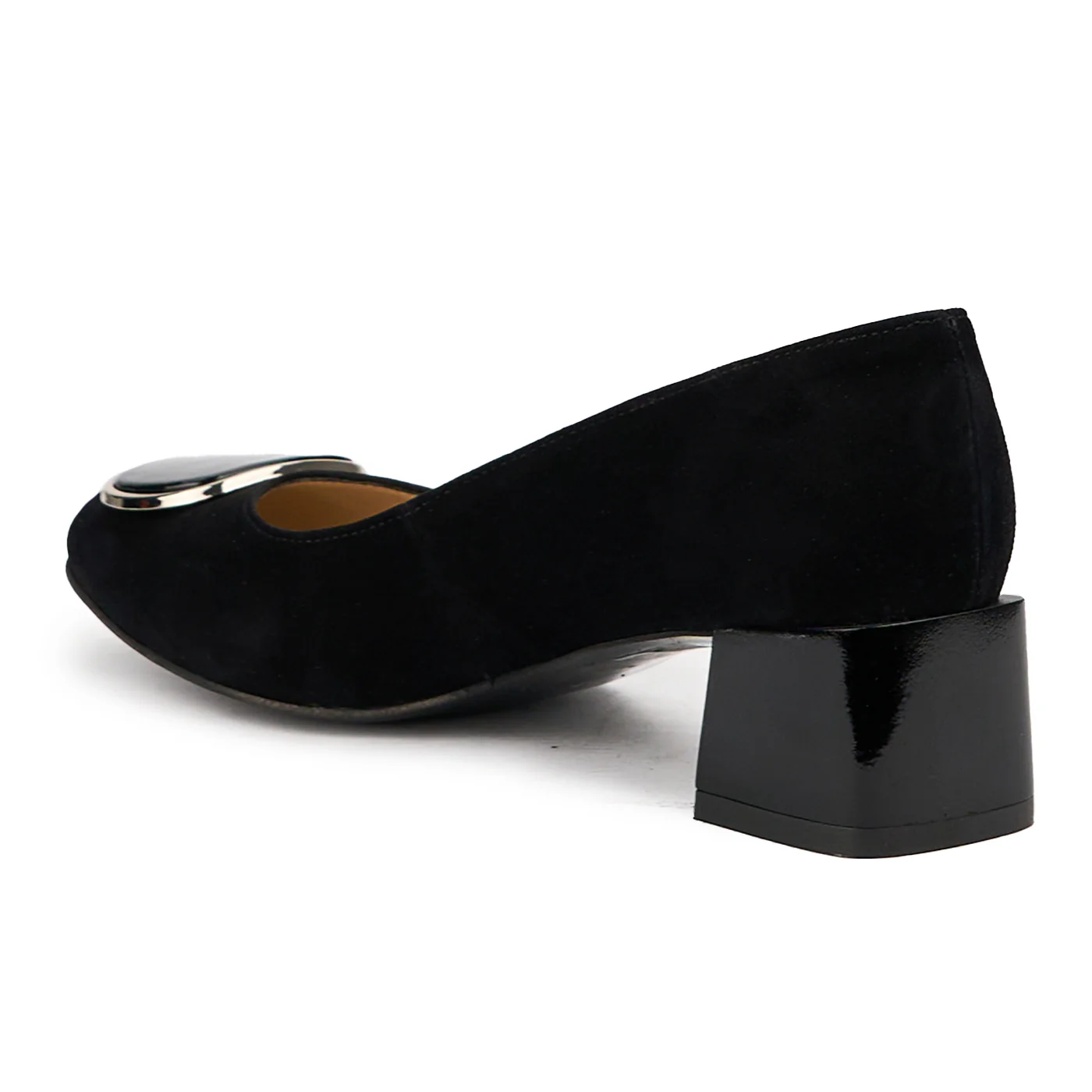 Pantofi dama din piele naturala neagra cu toc gros 4.5 cm 14633 - Image 2