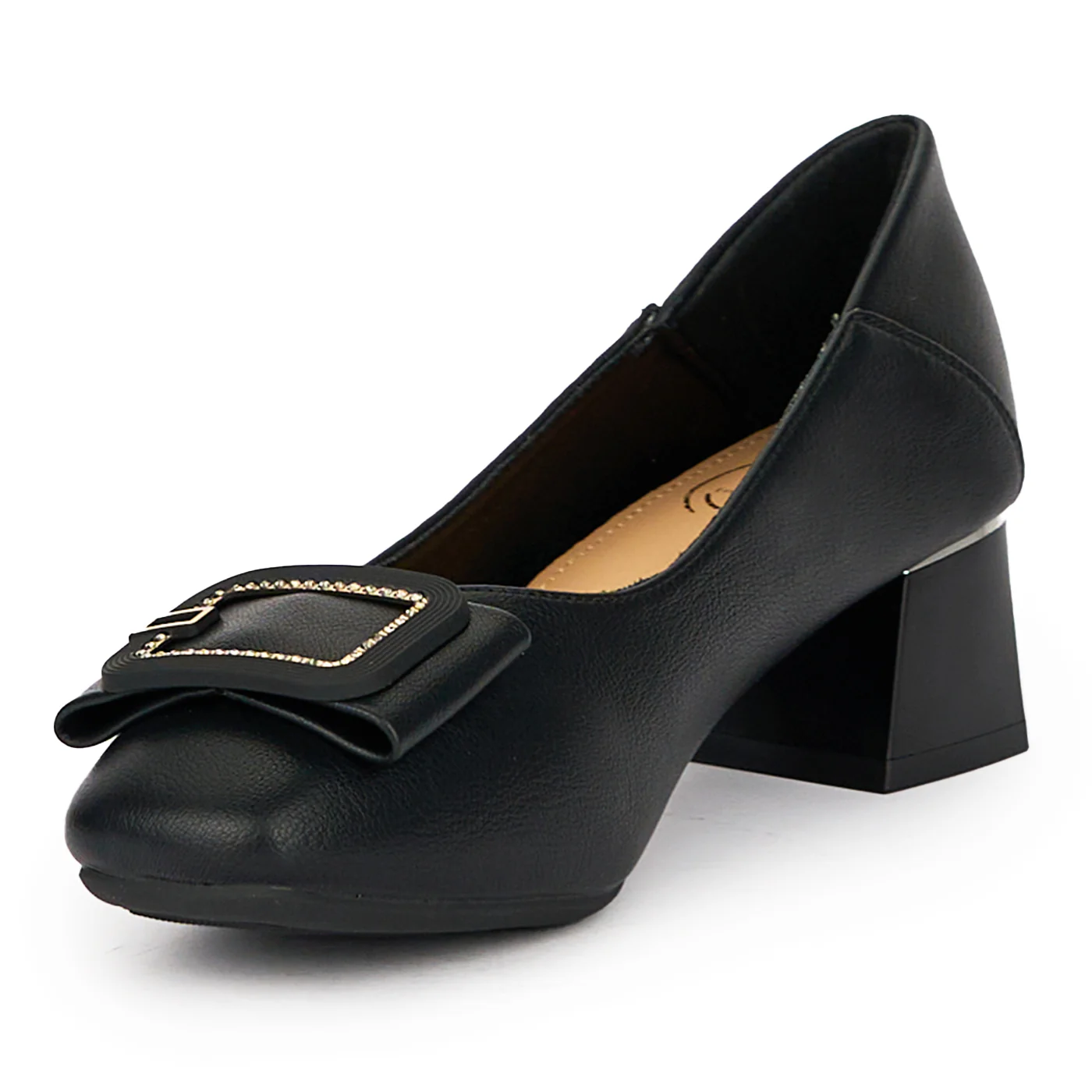Pantofi dama din piele naturala neagra cu toc gros 4.5 cm 15565 - Image 3