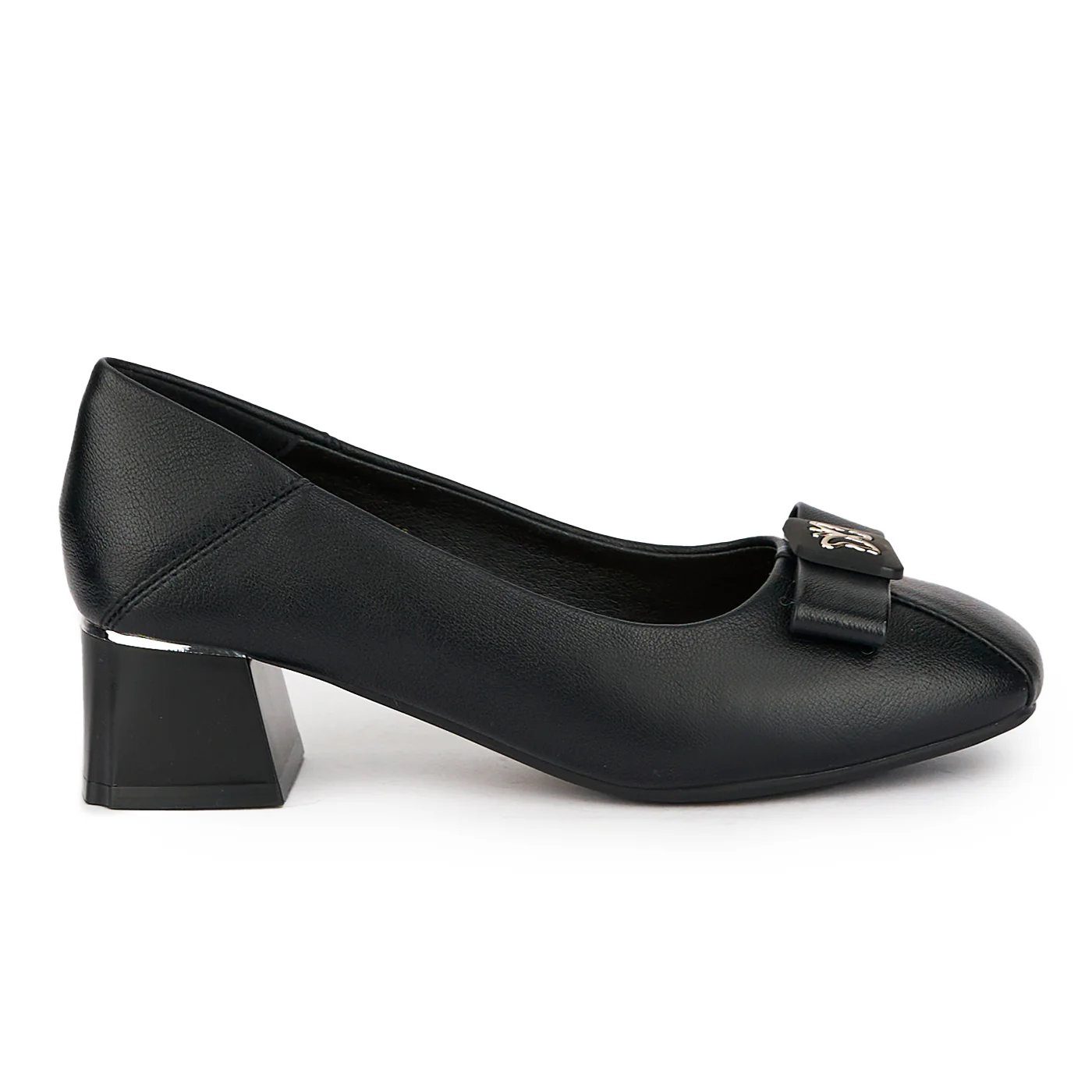 Pantofi dama din piele naturala neagra cu toc gros 4.5 cm 15566