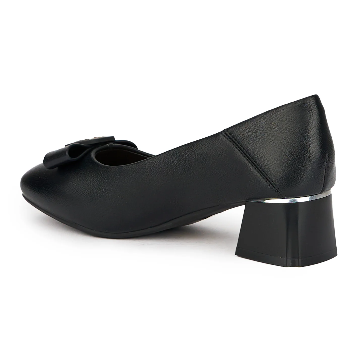 Pantofi dama din piele naturala neagra cu toc gros 4.5 cm 15566 - Image 2