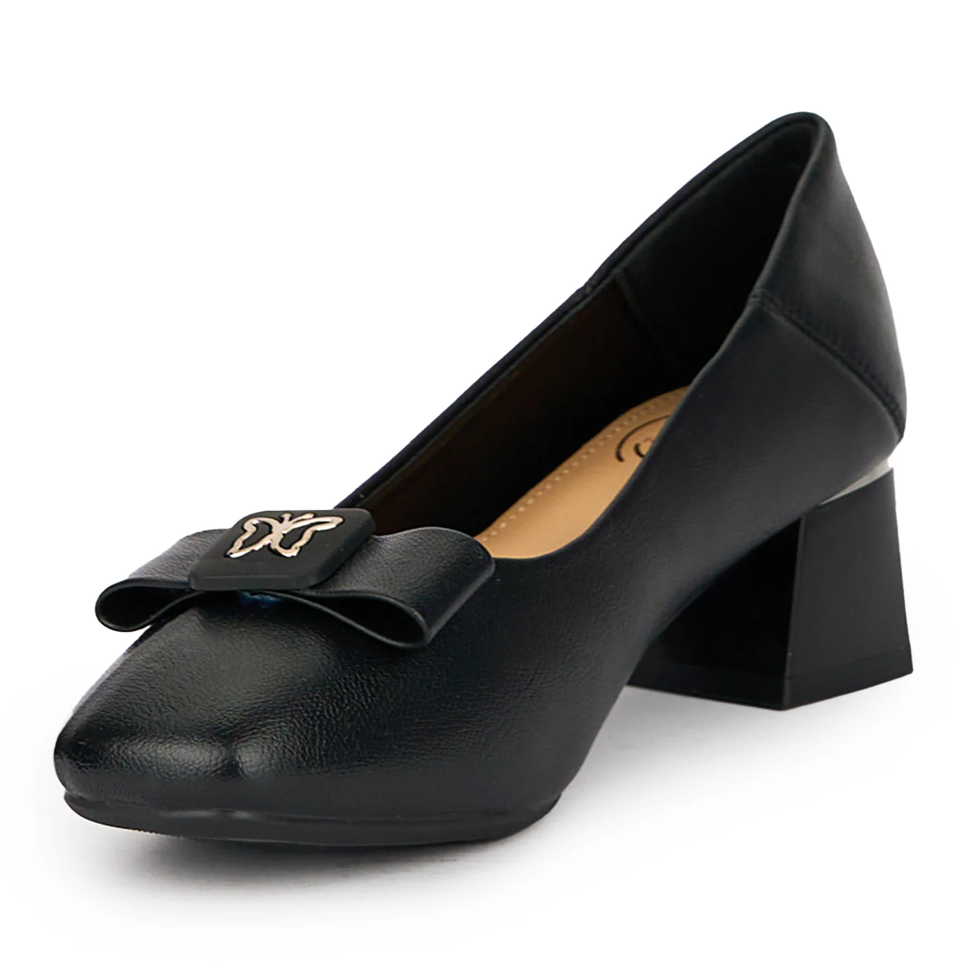 Pantofi dama din piele naturala neagra cu toc gros 4.5 cm 15566 - Image 3