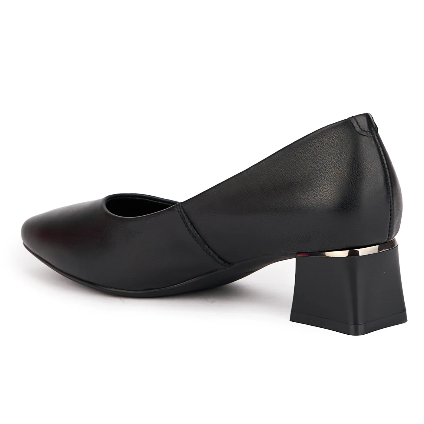 Pantofi dama din piele naturala neagra cu toc gros 4.5 cm 16836 - Image 3