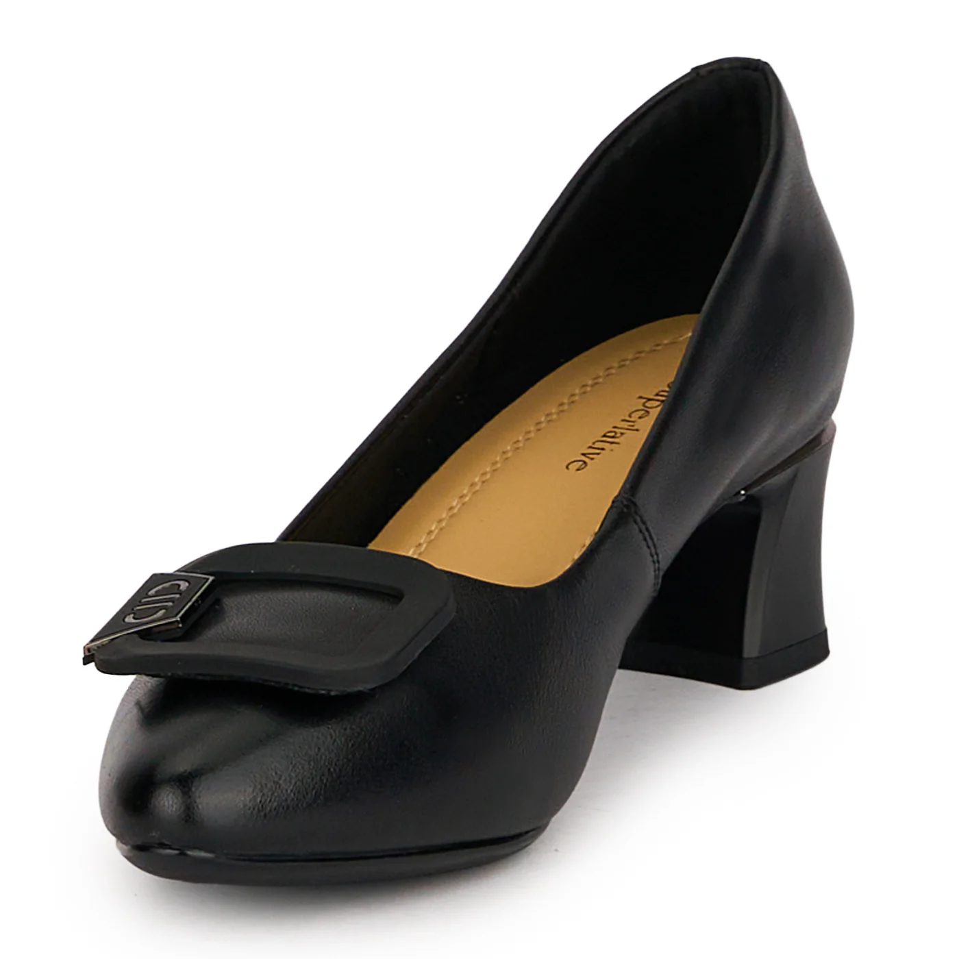 Pantofi dama din piele naturala neagra cu toc gros 4.5 cm 18764 - Image 3