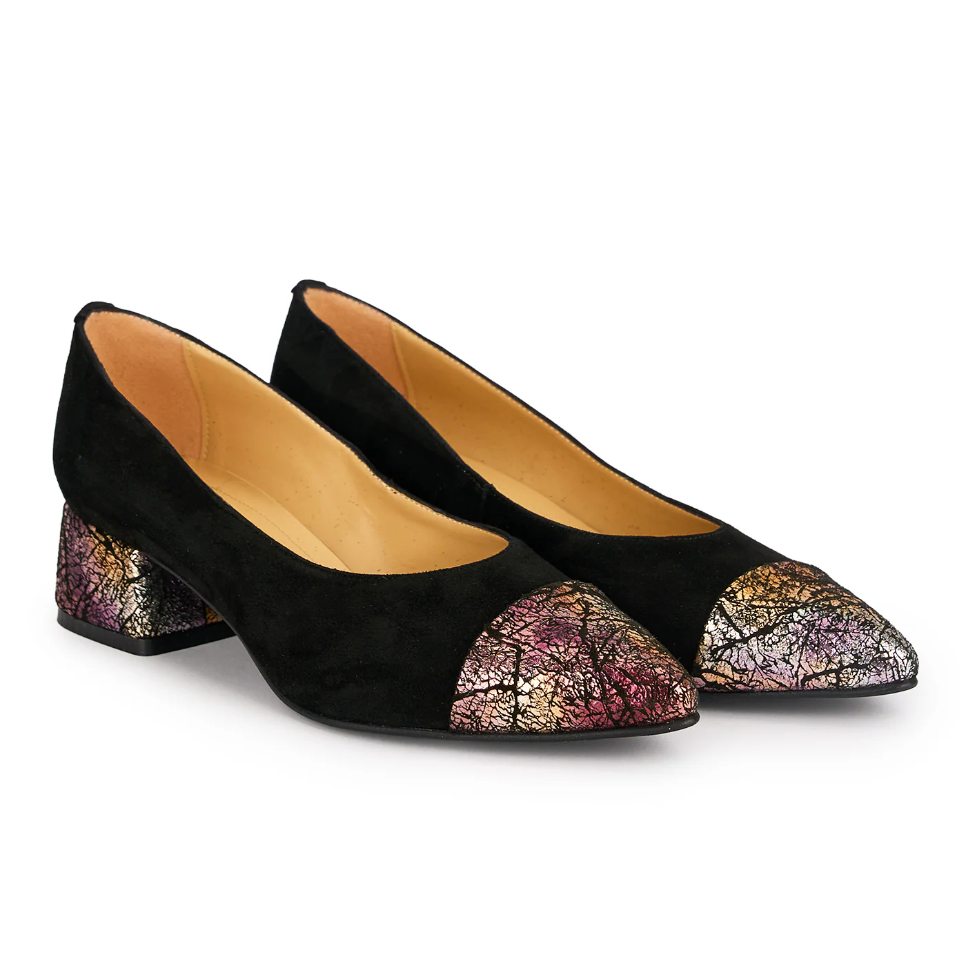 Pantofi dama din piele naturala neagra cu toc gros 4.5 cm 18856 - Image 2