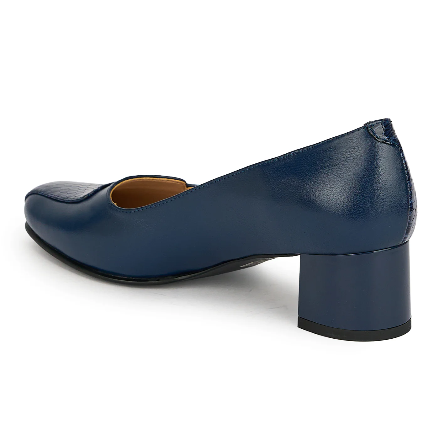 Pantofi dama din piele naturala bleumarin cu toc gros 4.5 cm 19308 - Image 2