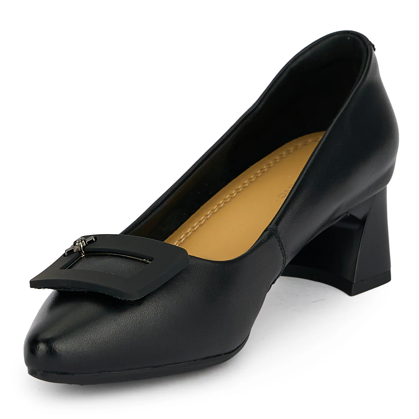 Pantofi dama din piele naturala neagra cu toc gros 4.5 cm 19370 - Image 3