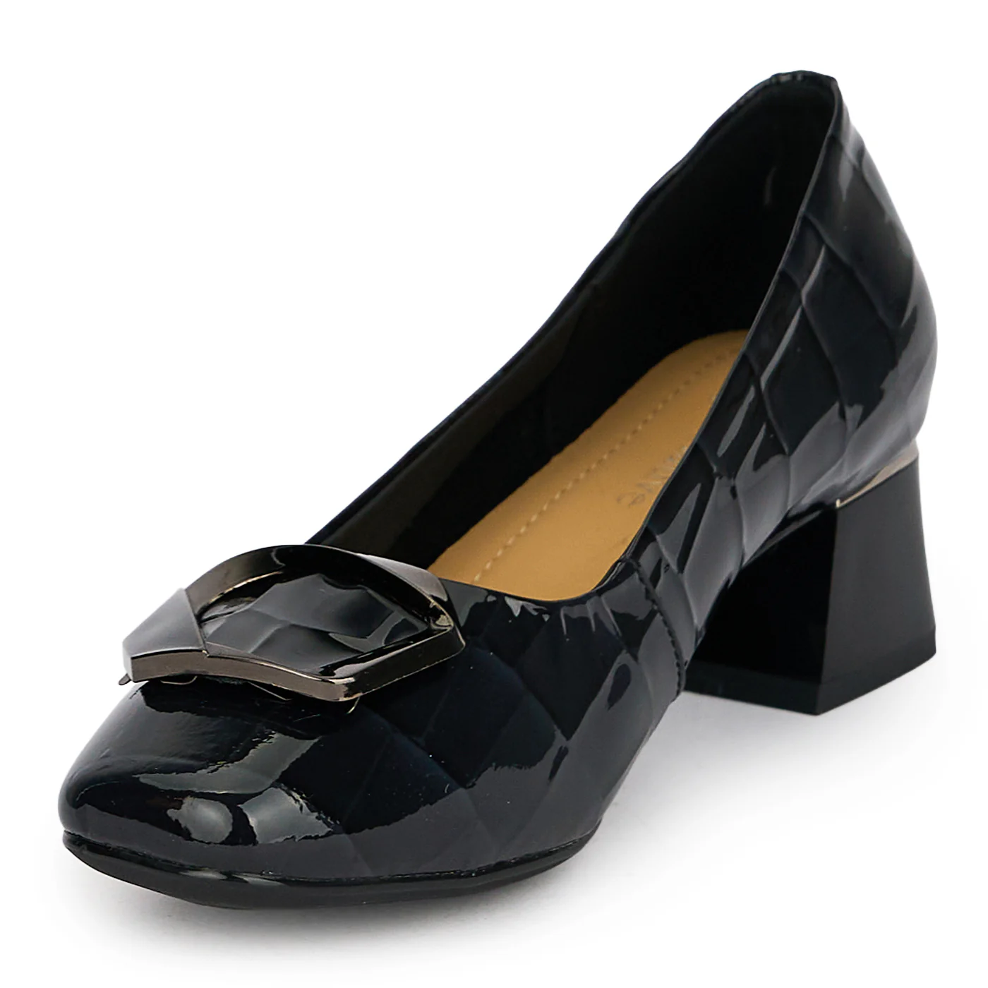 Pantofi dama din piele naturala neagra cu toc gros 4.5 cm 19589 - Image 3