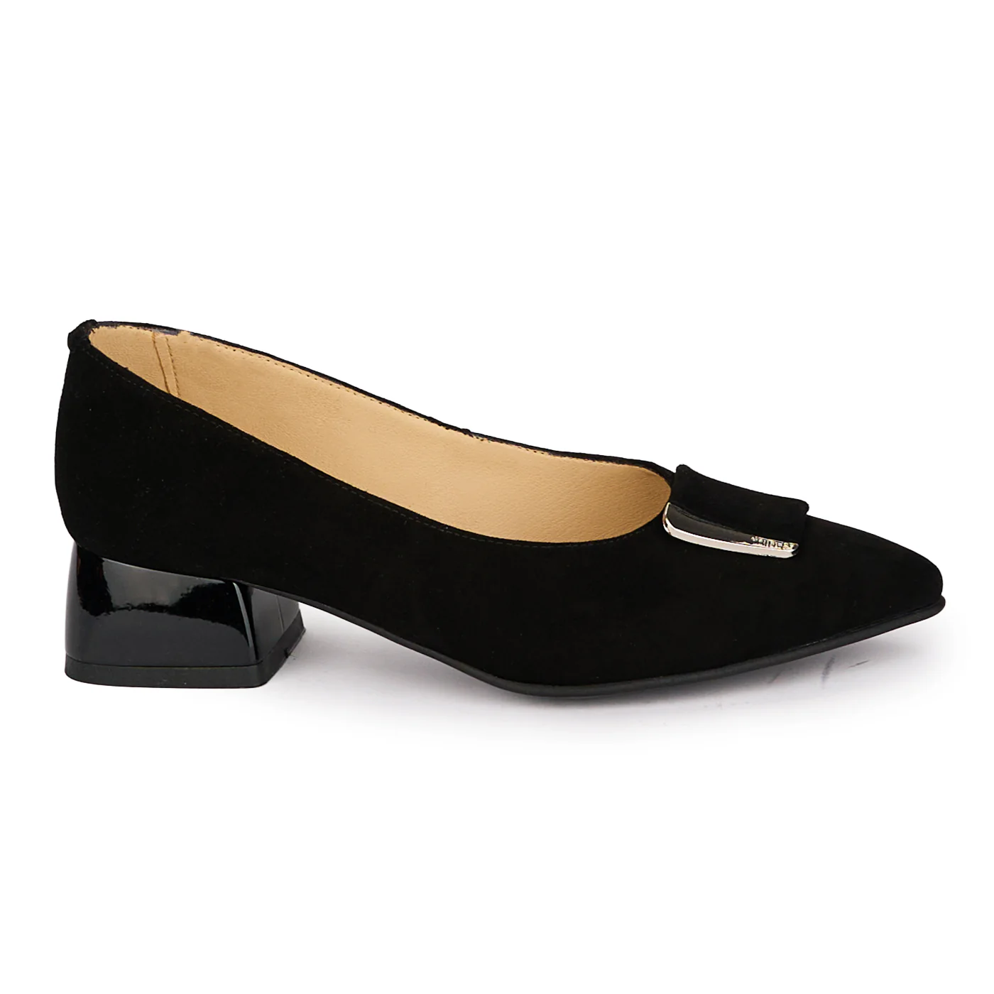 Pantofi dama din piele naturala neagra cu toc gros 4 cm 18562