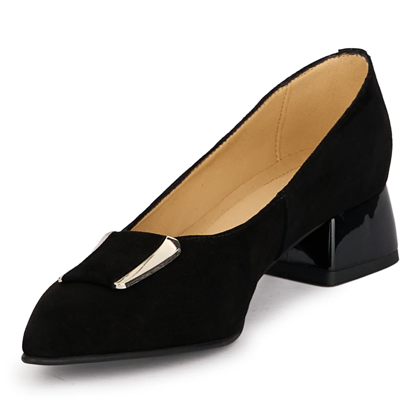 Pantofi dama din piele naturala neagra cu toc gros 4 cm 18562 - Image 3