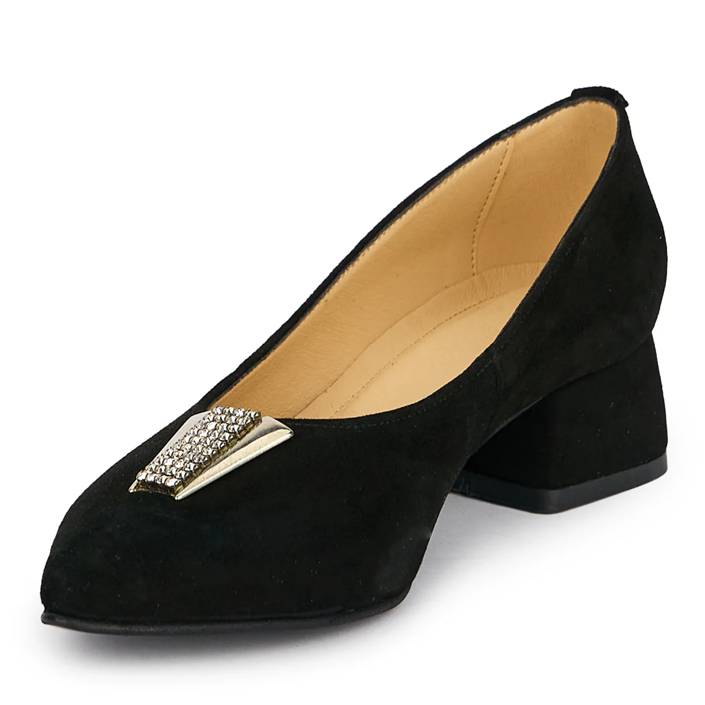 Pantofi dama din piele naturala neagra cu toc gros 4 cm 19179 - Image 3