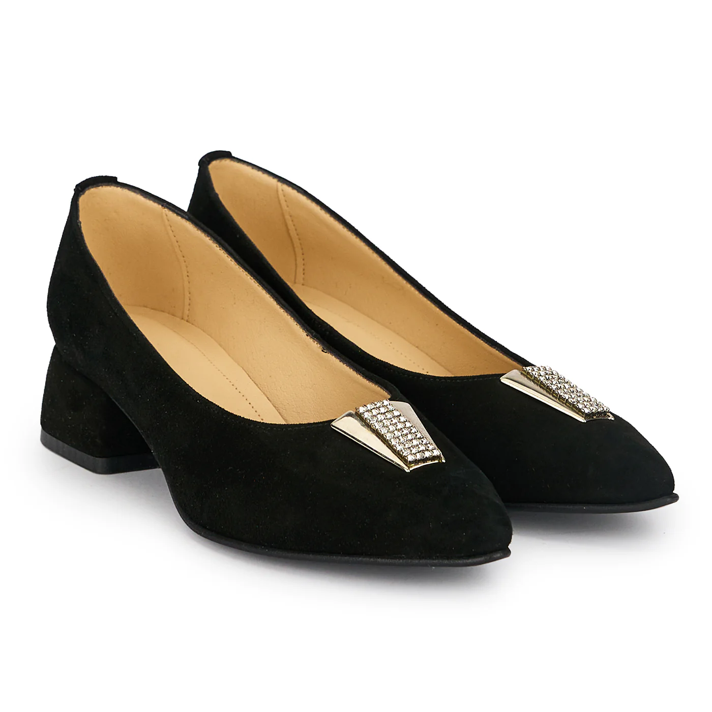 Pantofi dama din piele naturala neagra cu toc gros 4 cm 19179 - Image 4