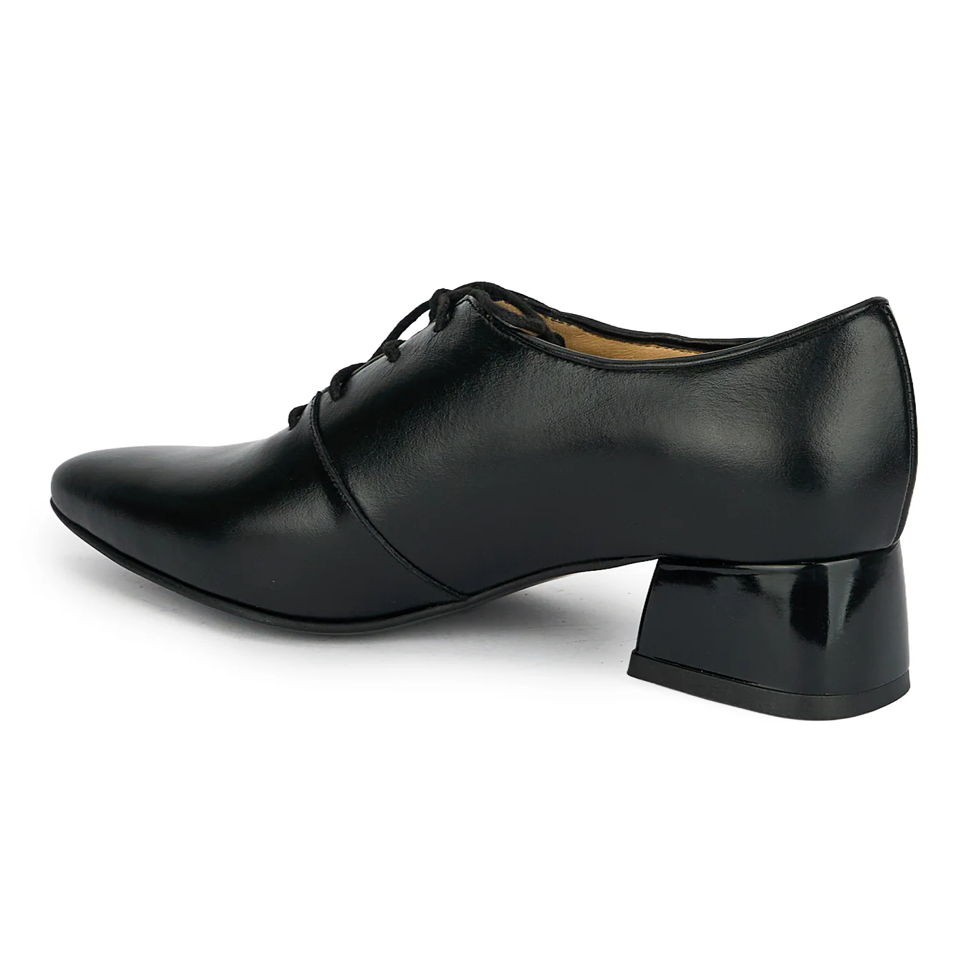 Pantofi dama din piele naturala neagra cu toc gros 4 cm 19217 - Image 3