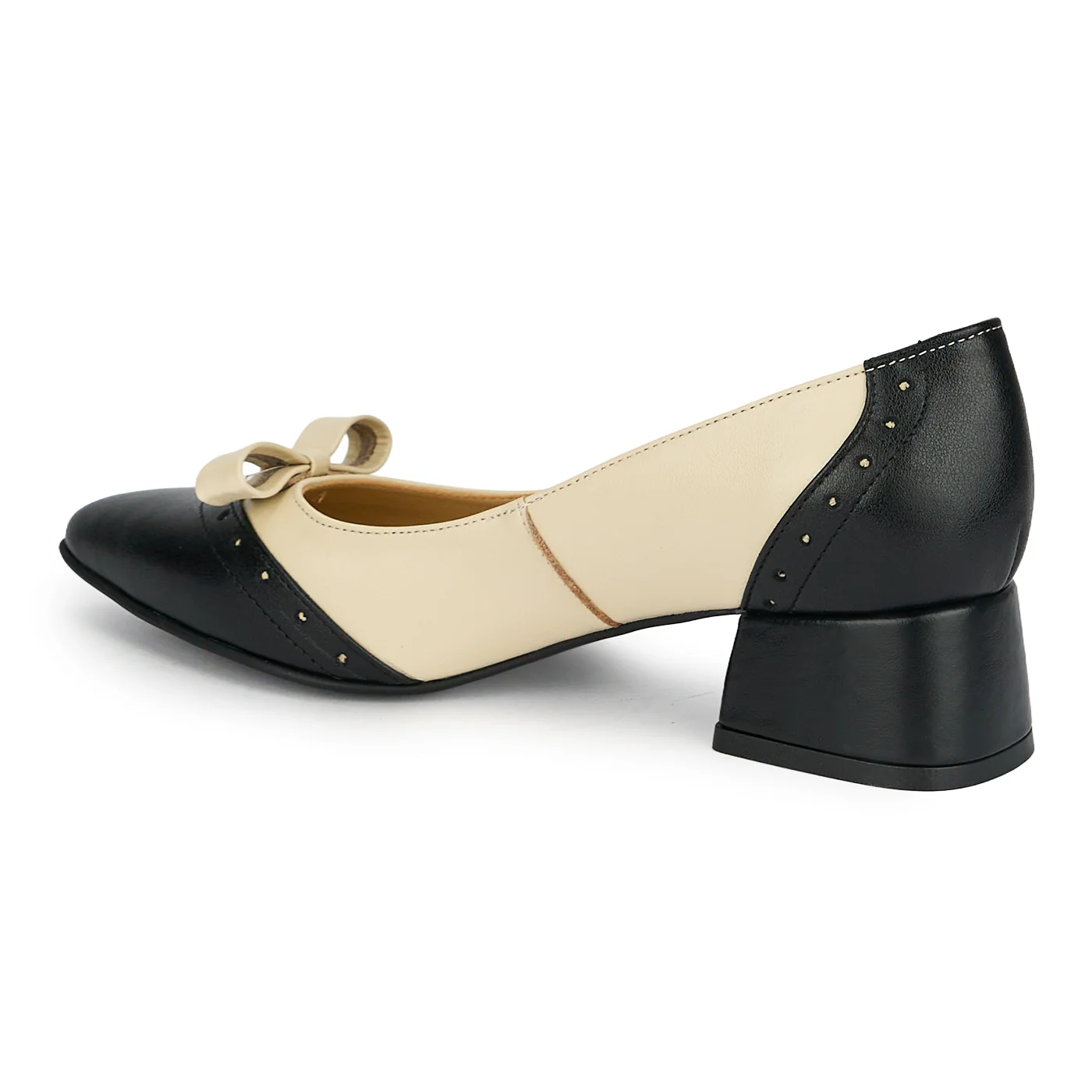 Pantofi dama din piele naturala neagra cu toc gros 4 cm 19223 - Image 2