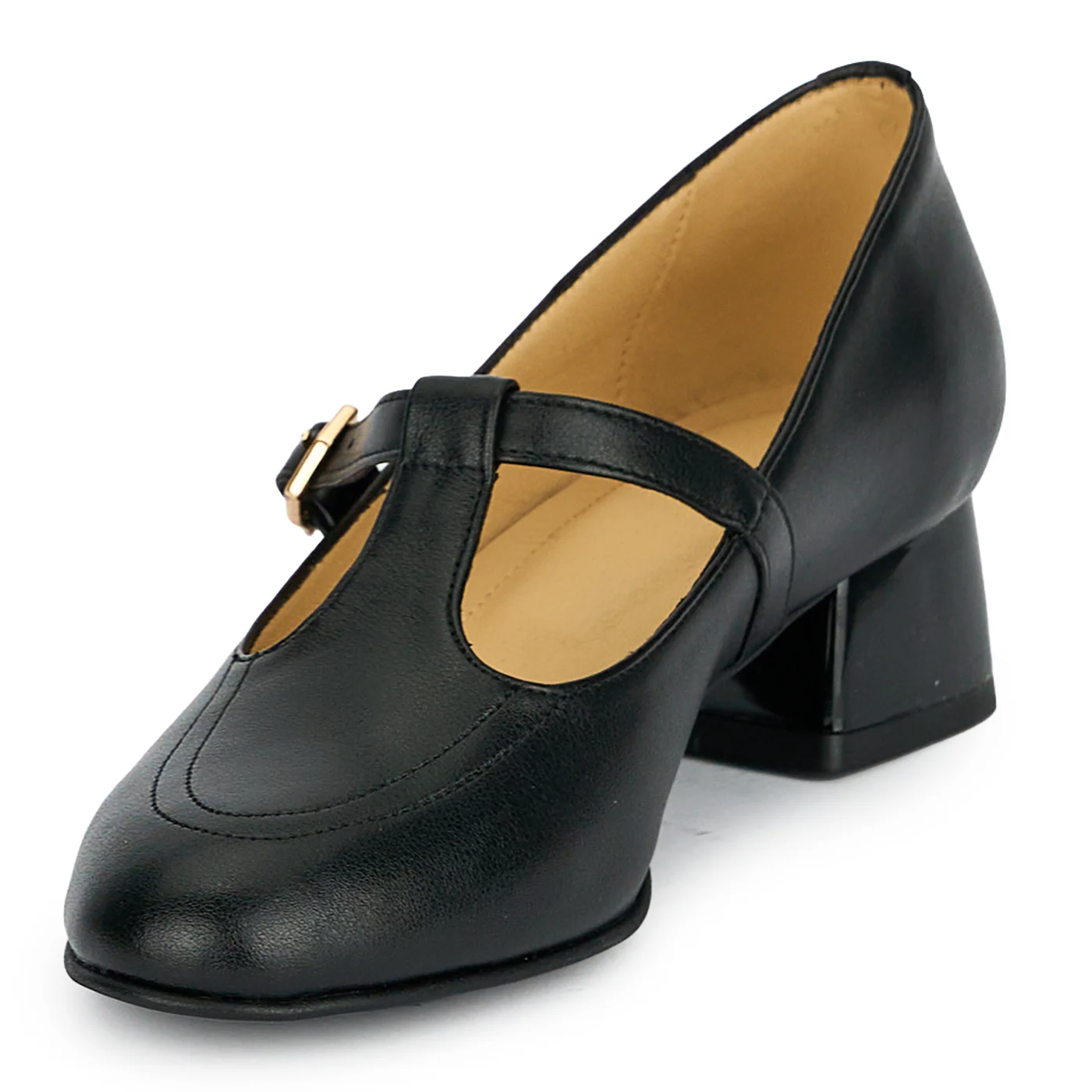 Pantofi dama din piele naturala neagra cu toc gros 4 cm 19229 - Image 3
