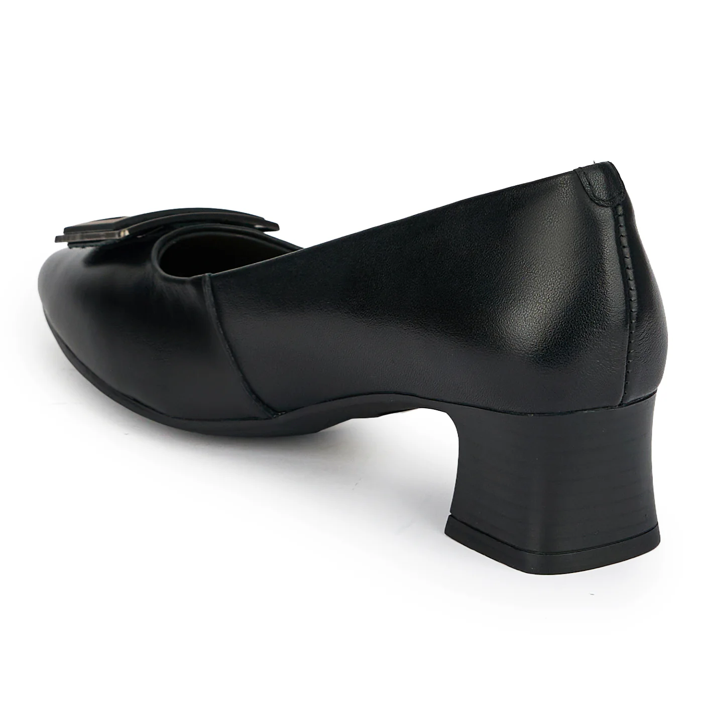 Pantofi dama din piele naturala neagra cu toc gros 4 cm 19369 - Image 2