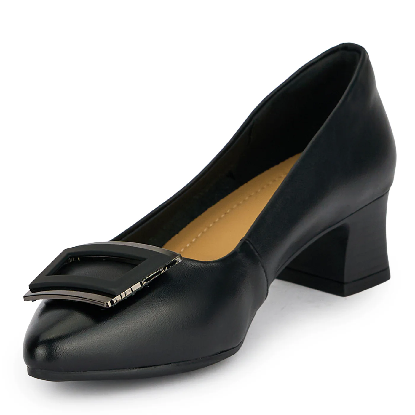 Pantofi dama din piele naturala neagra cu toc gros 4 cm 19369 - Image 3