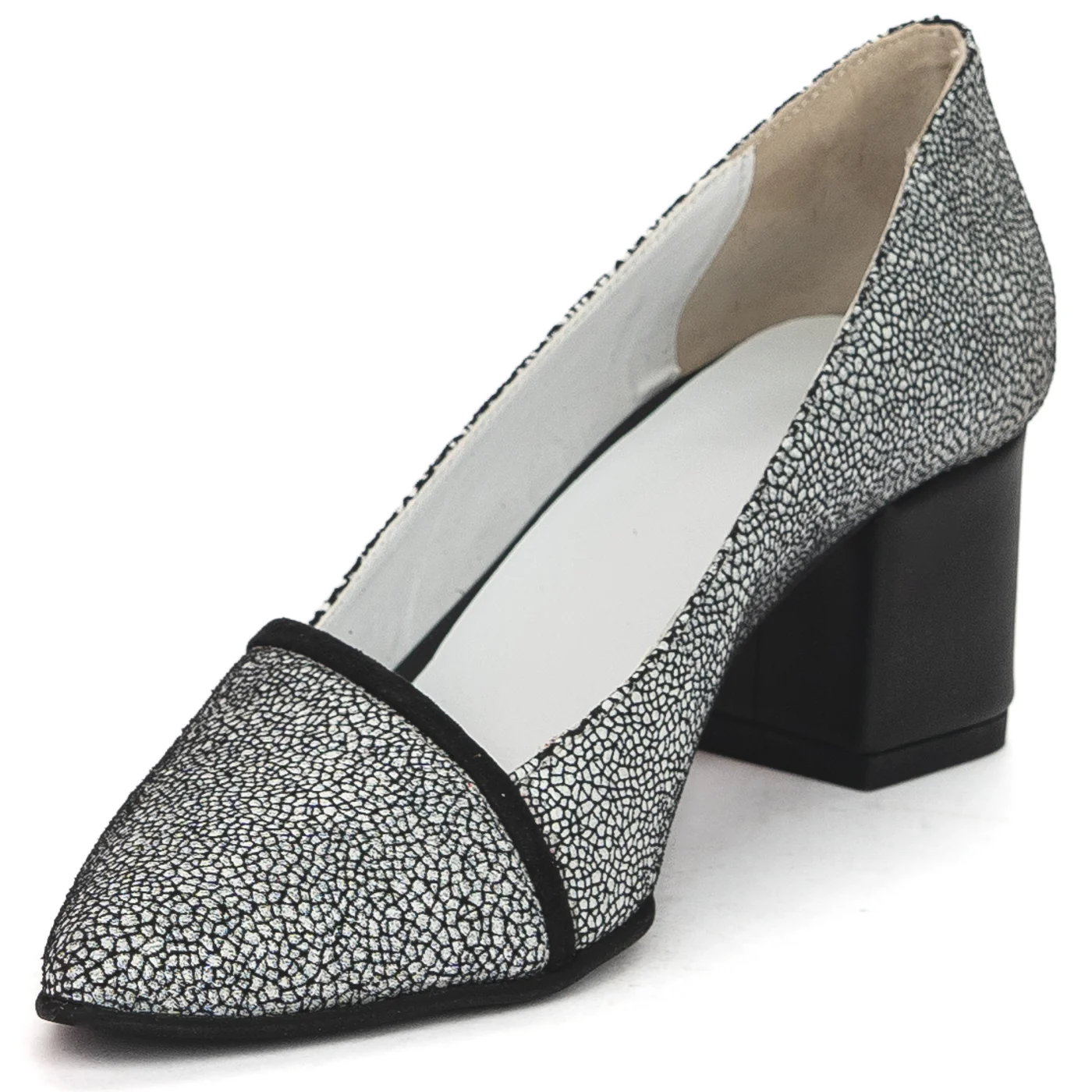 Pantofi dama din piele naturala neagra cu toc gros 5.5 cm 13842 - Image 3