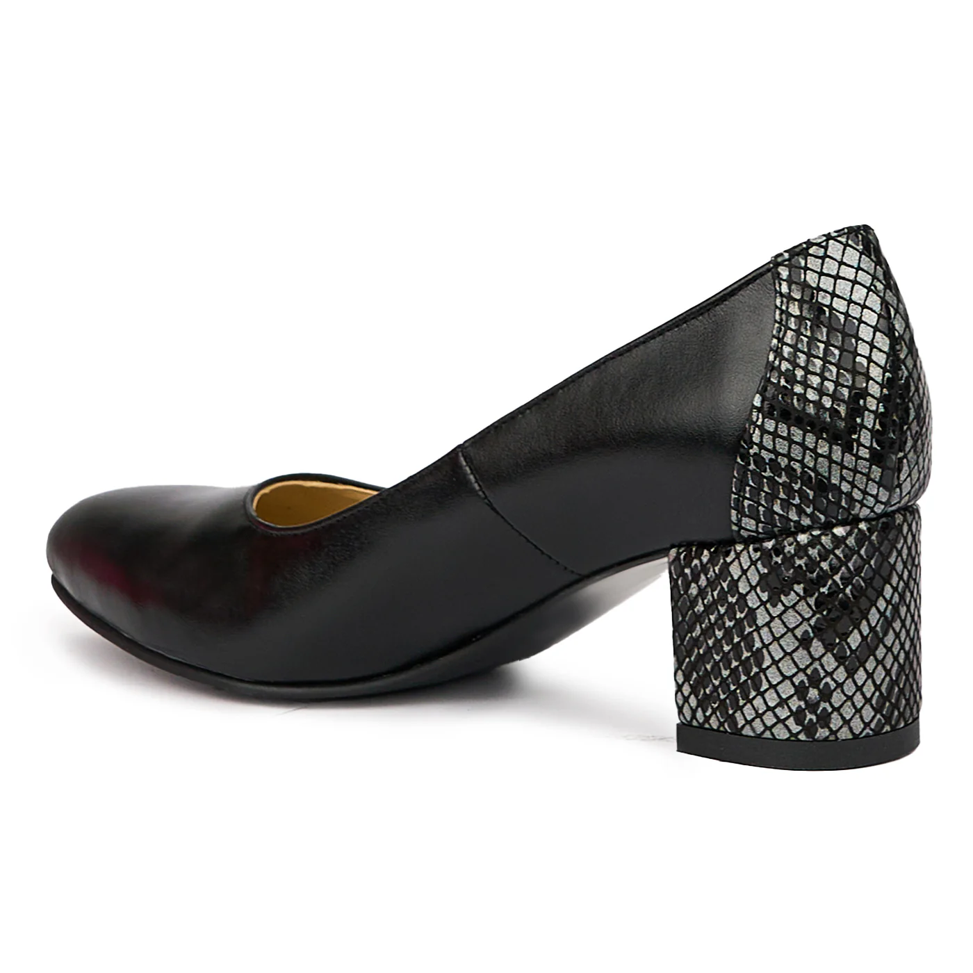 Pantofi dama din piele naturala neagra cu toc gros 5.5 cm 14366 - Image 2
