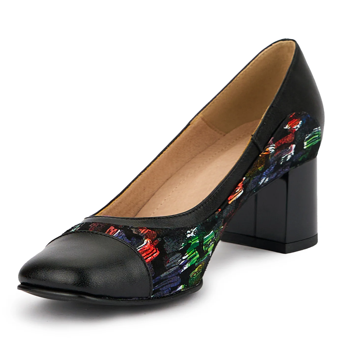Pantofi dama din piele naturala neagra cu toc gros 5.5 cm 15204 - Image 3
