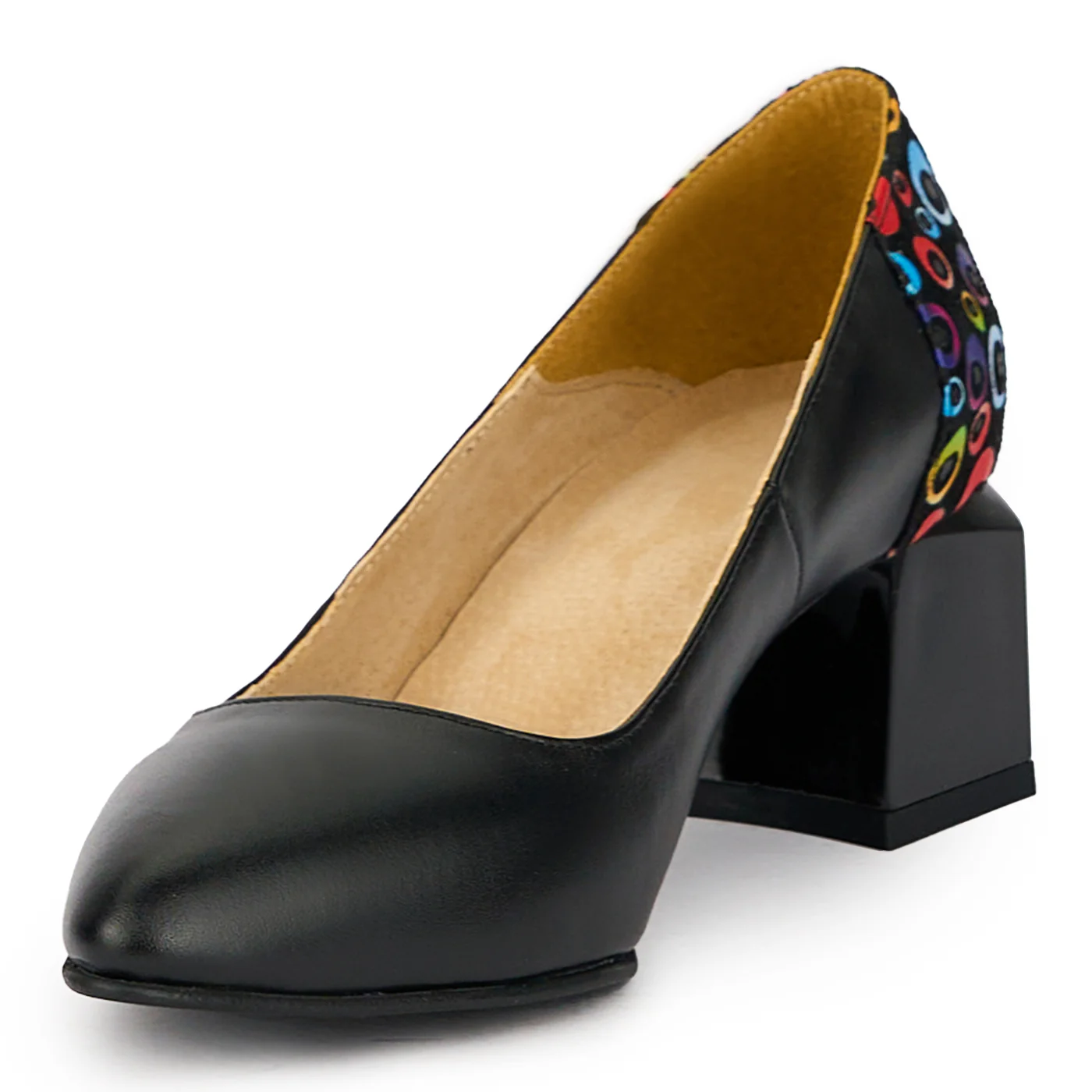 Pantofi dama din piele naturala neagra cu toc gros 5.5 cm 15819 - Image 3