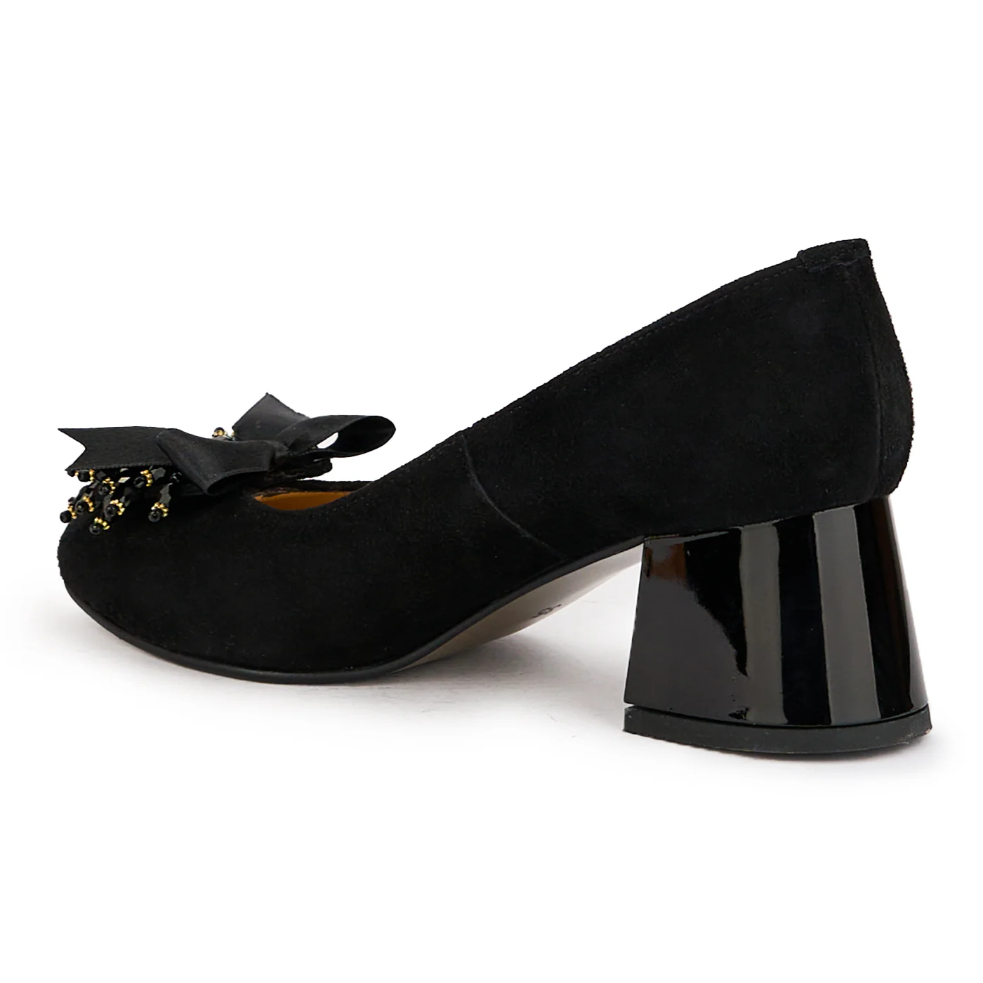 Pantofi dama din piele naturala neagra cu toc gros 5.5 cm 16363 - Image 2