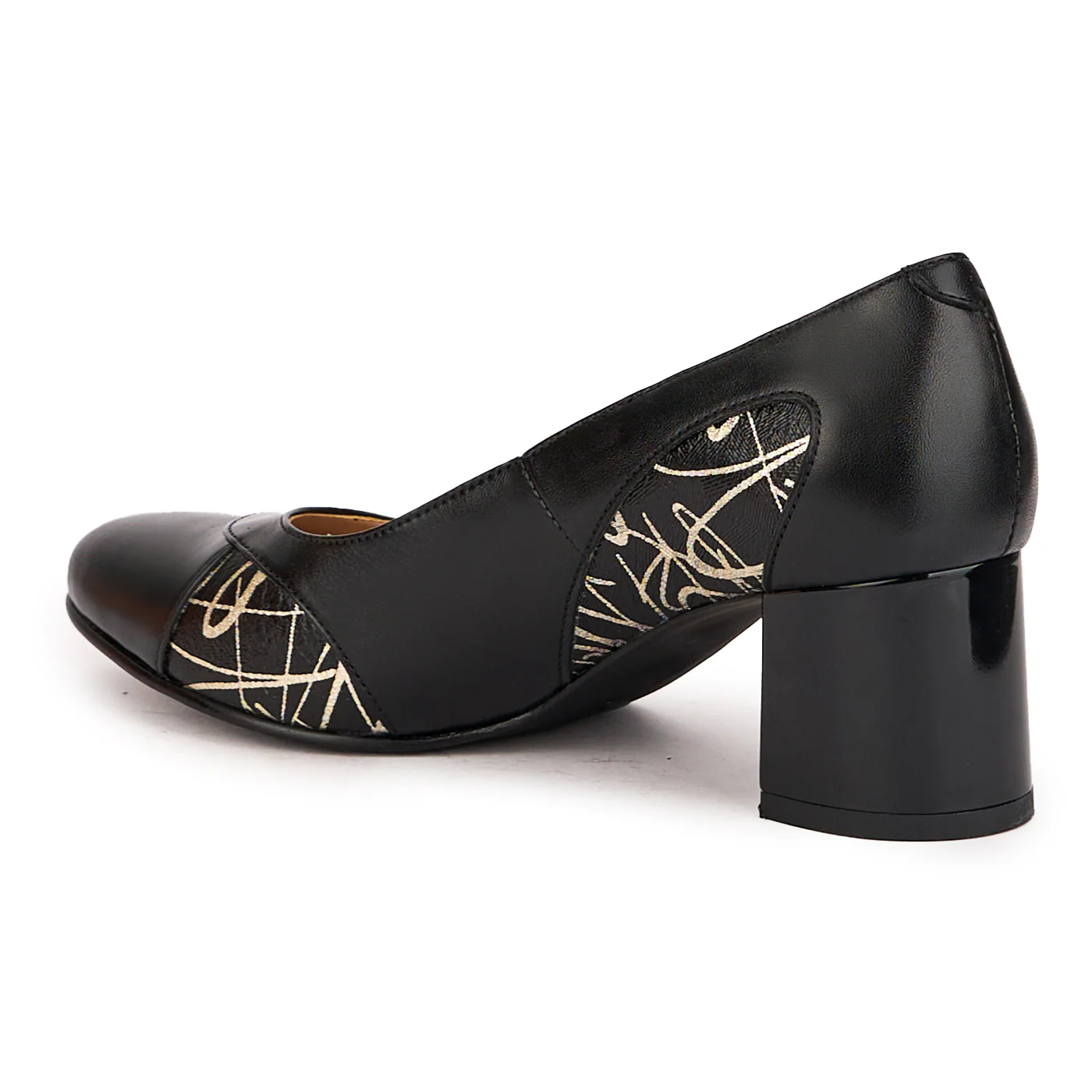 Pantofi dama din piele naturala neagra cu toc gros 5.5 cm 16610 - Image 2