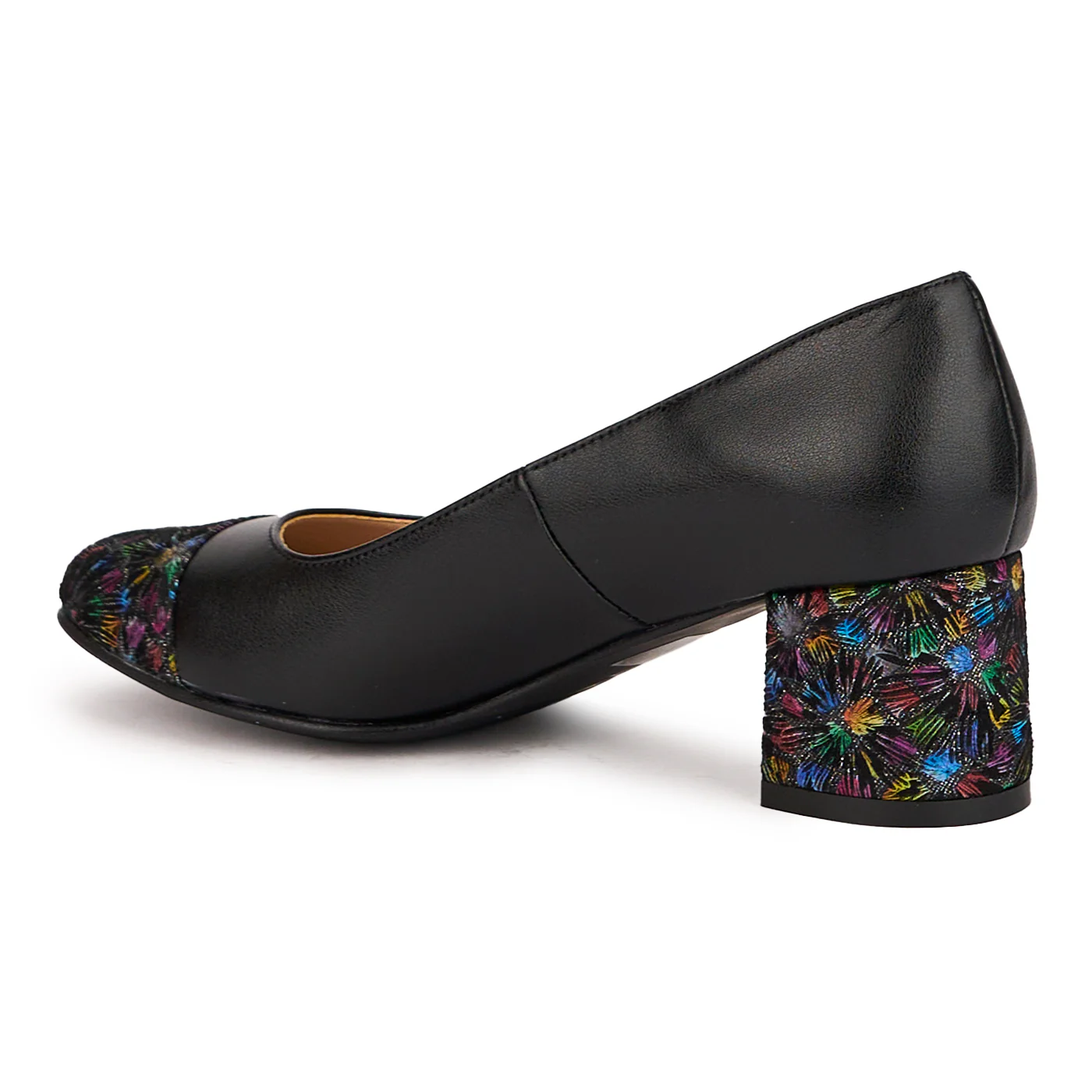 Pantofi dama din piele naturala neagra cu toc gros 5.5 cm 16614 - Image 2
