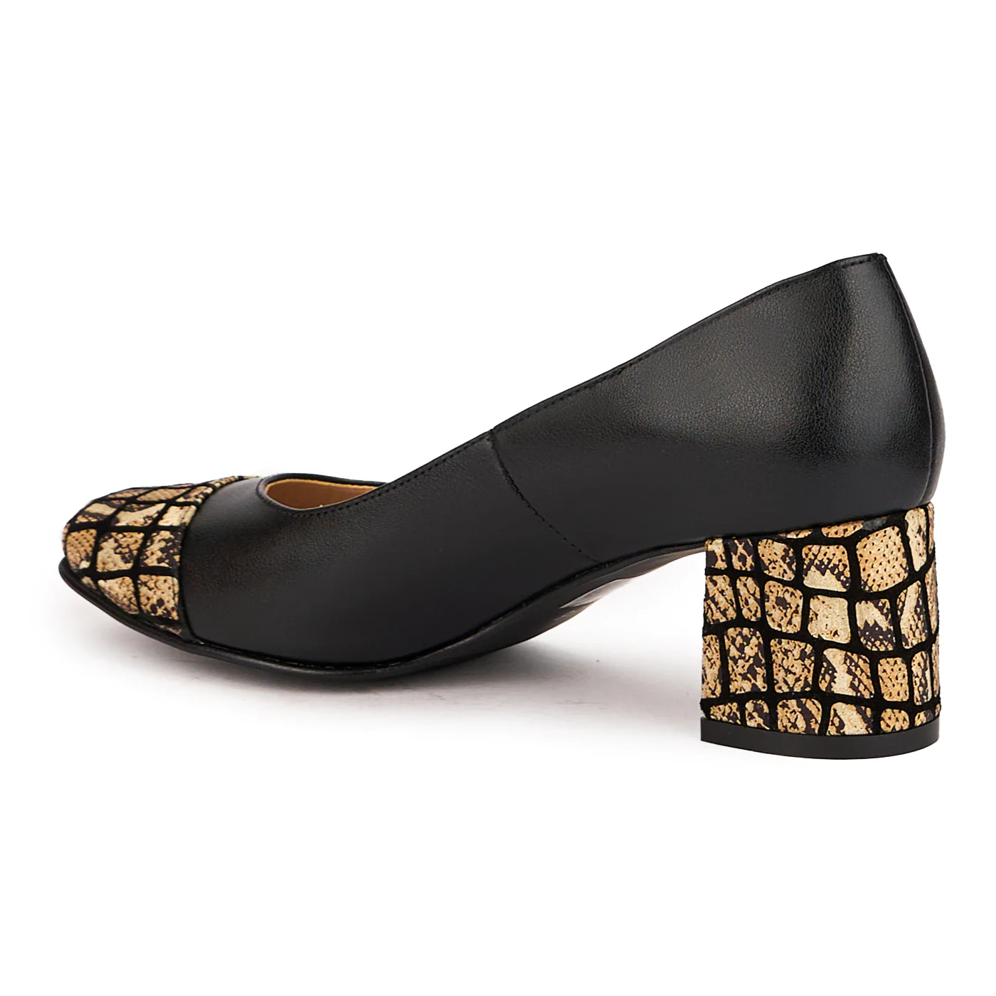 Pantofi dama din piele naturala neagra cu toc gros 5.5 cm 16616 - Image 2
