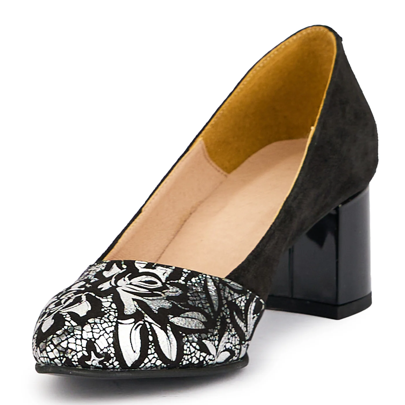 Pantofi dama din piele naturala neagra cu toc gros 5.5 cm 17049 - Image 3
