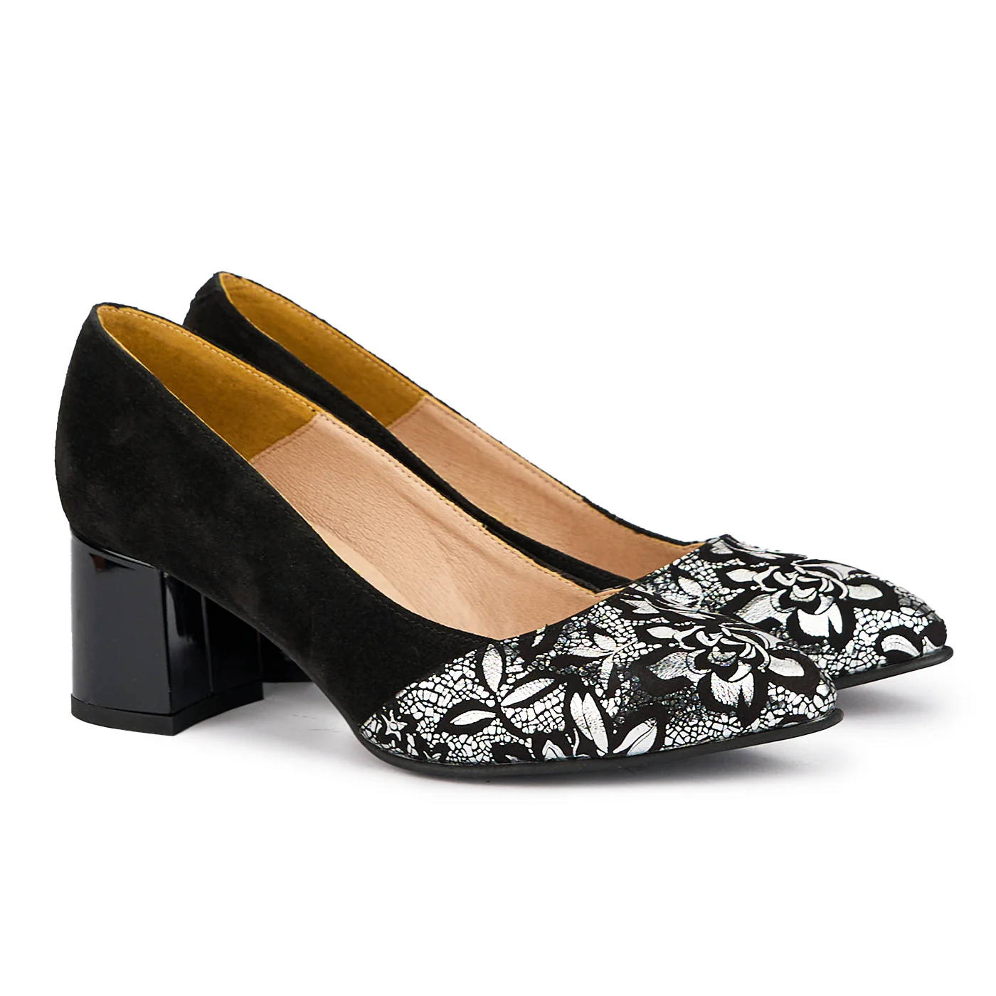 Pantofi dama din piele naturala neagra cu toc gros 5.5 cm 17049 - Image 4