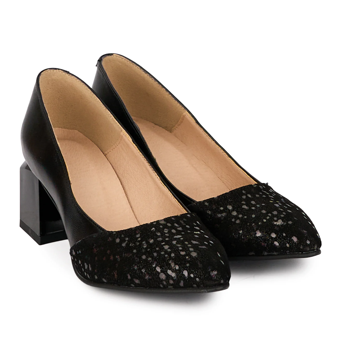 Pantofi dama din piele naturala neagra cu toc gros 5.5 cm 18497 - Image 4