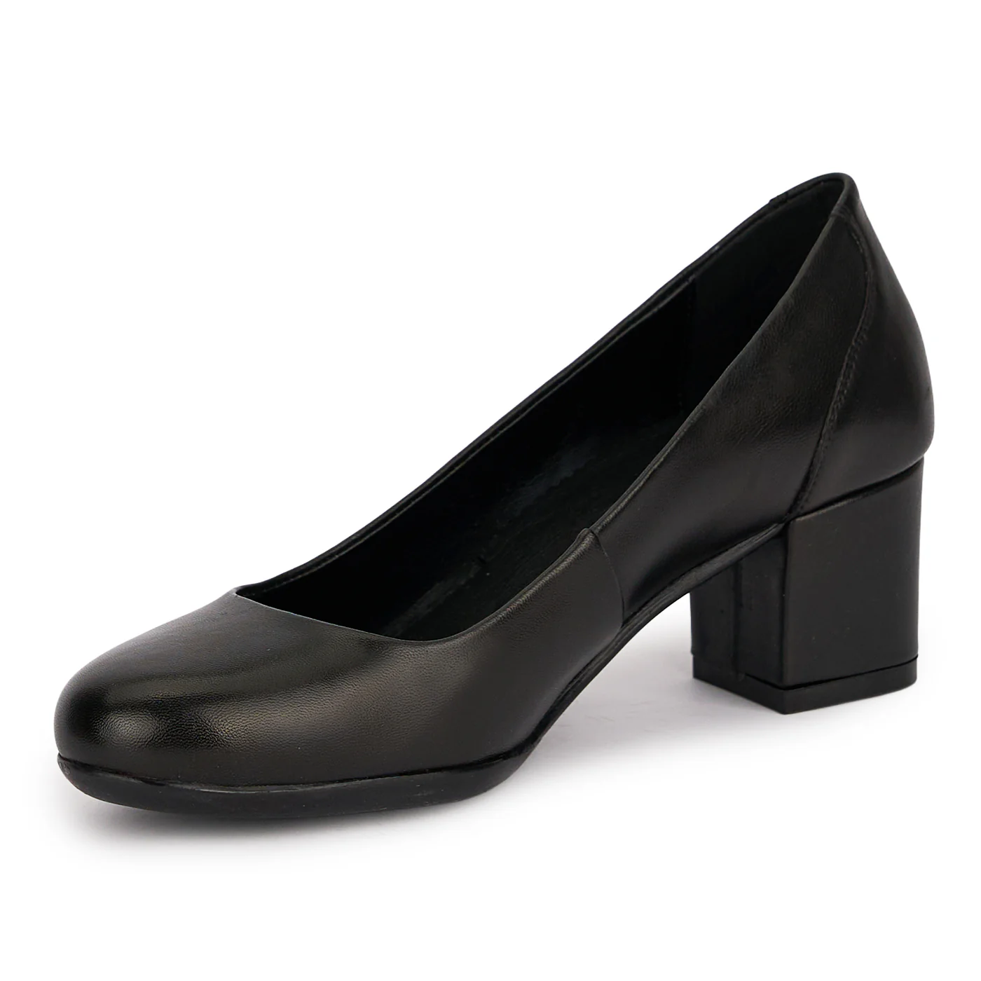 Pantofi dama din piele naturala neagra cu toc gros 5.5 cm 18859 - Image 3