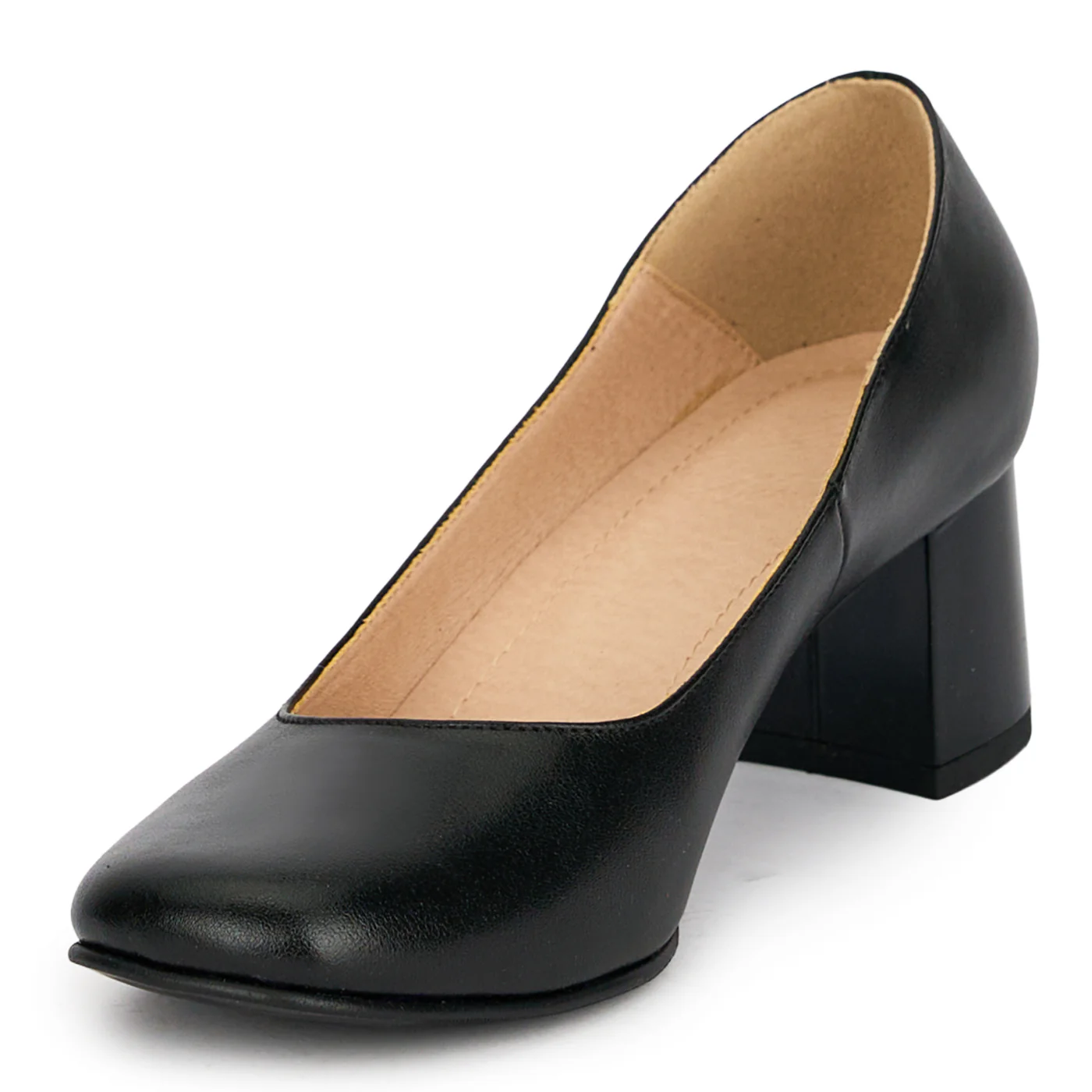 Pantofi dama din piele naturala neagra cu toc gros 5.5 cm 18989 - Image 3