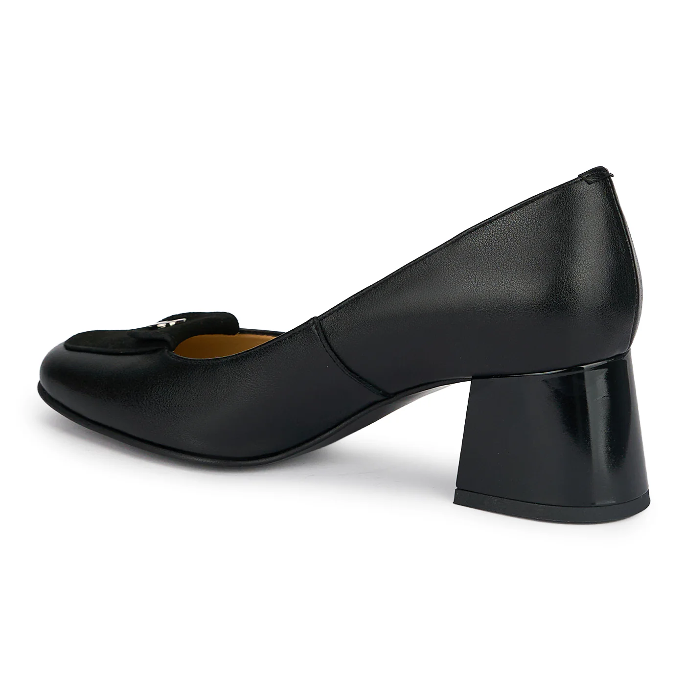 Pantofi dama din piele naturala neagra cu toc gros 5.5 cm 19183 - Image 3