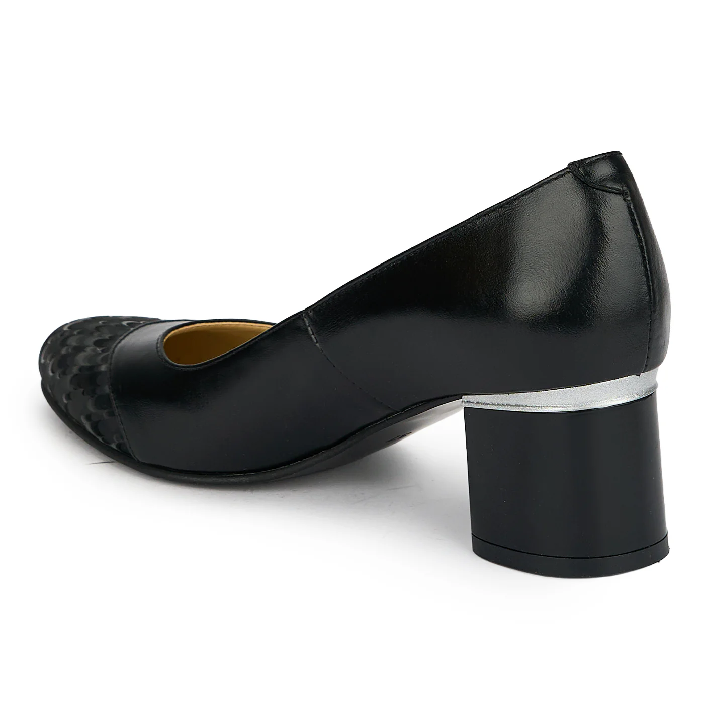 Pantofi dama din piele naturala neagra cu toc gros 5.5 cm 19441 - Image 2
