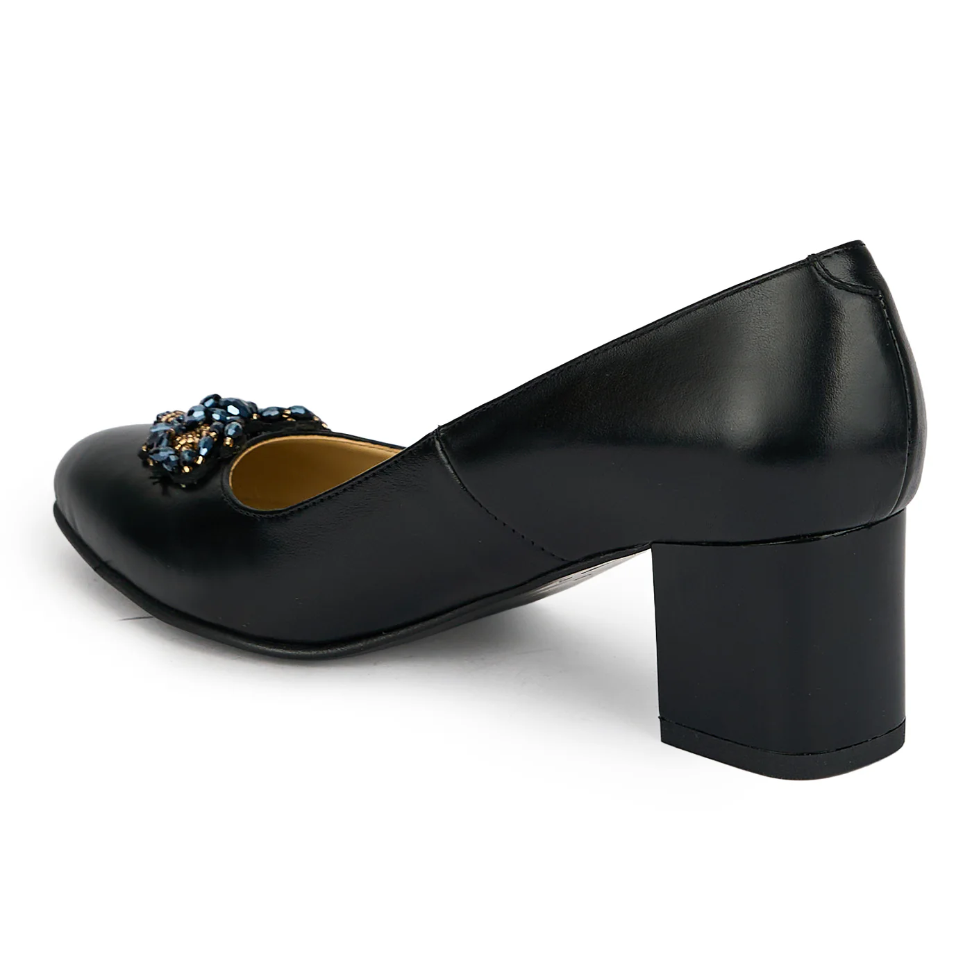 Pantofi dama din piele naturala neagra cu toc gros 5.5 cm 19451 - Image 2