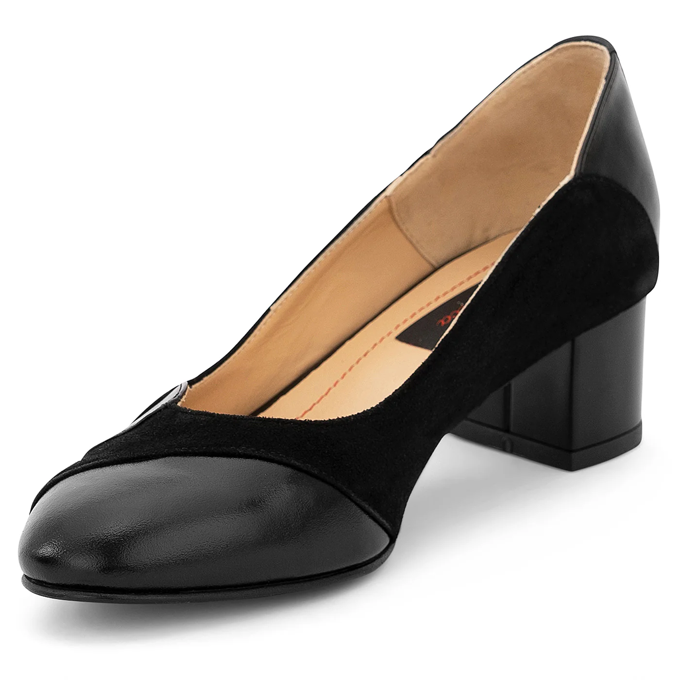 Pantofi dama din piele naturala neagra cu toc gros 5 cm 14195 - Image 3