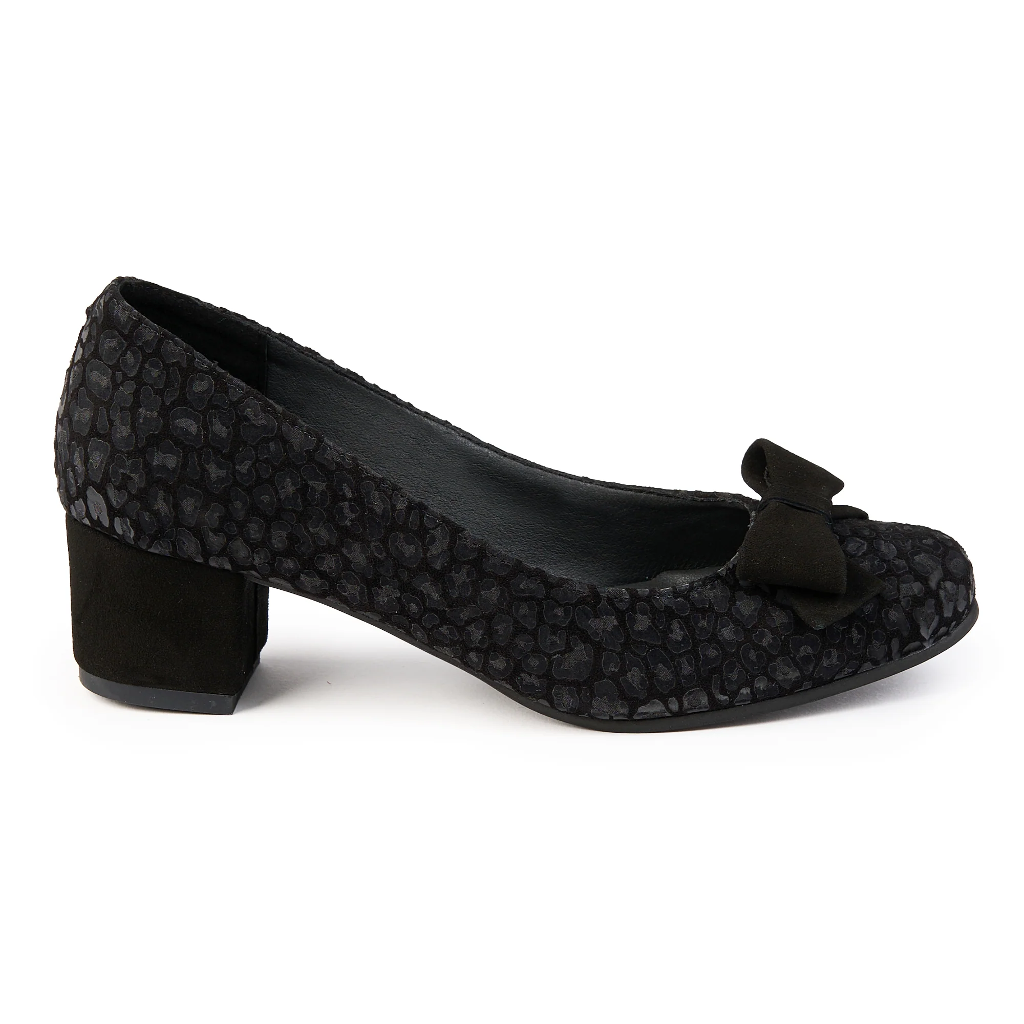 Pantofi dama din piele naturala neagra cu toc gros 5 cm 14828