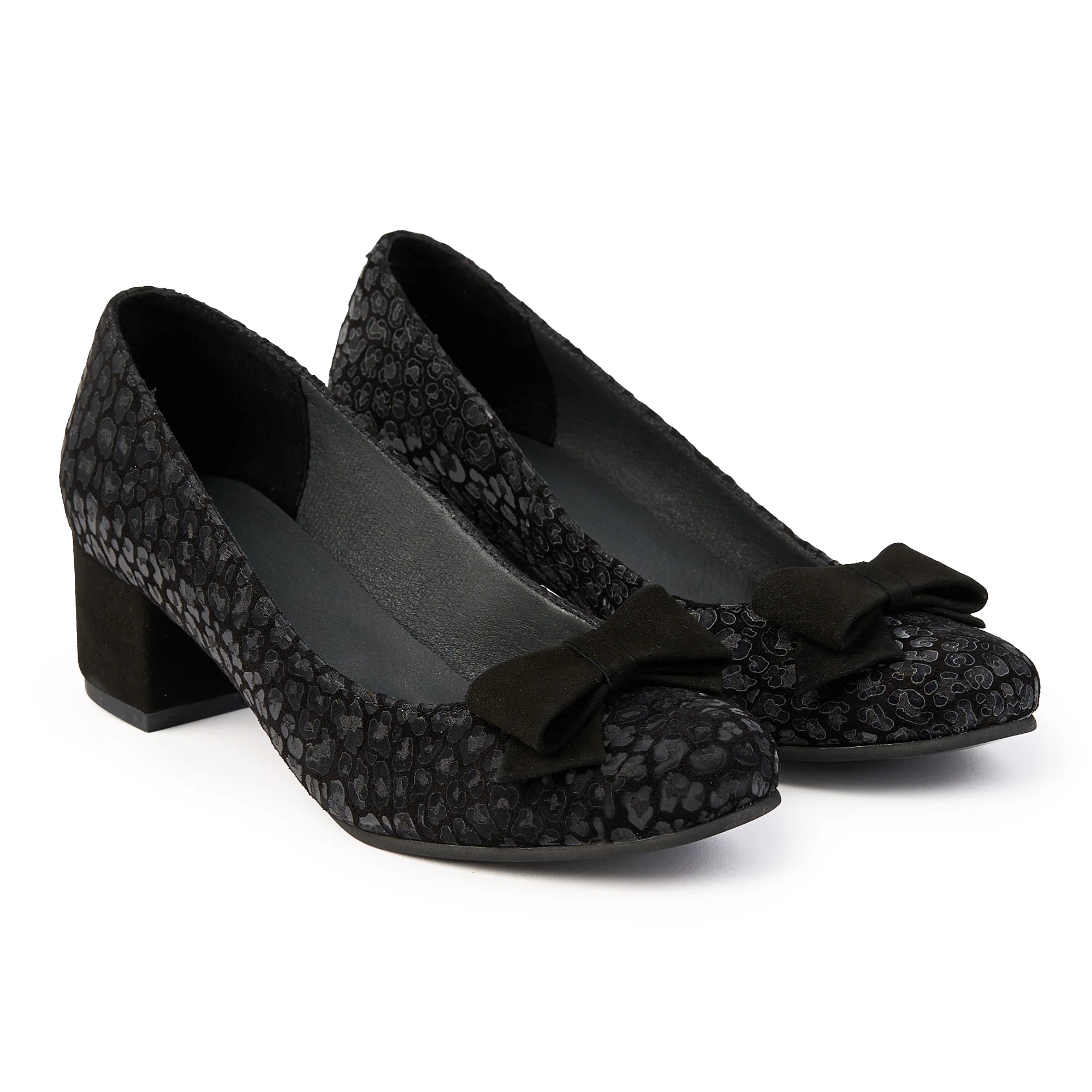 Pantofi dama din piele naturala neagra cu toc gros 5 cm 14828 - Image 3