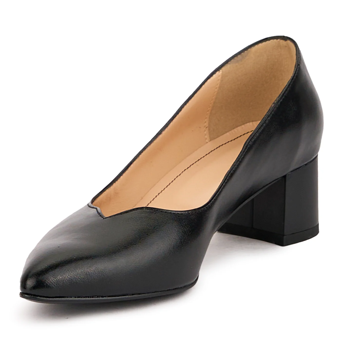 Pantofi dama din piele naturala neagra cu toc gros 5 cm 16717 - Image 3