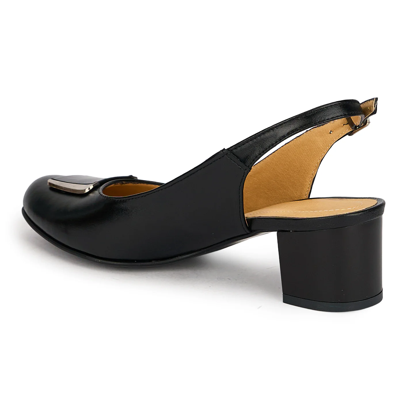 Pantofi dama din piele naturala neagra cu toc gros 5 cm 19693 - Image 2